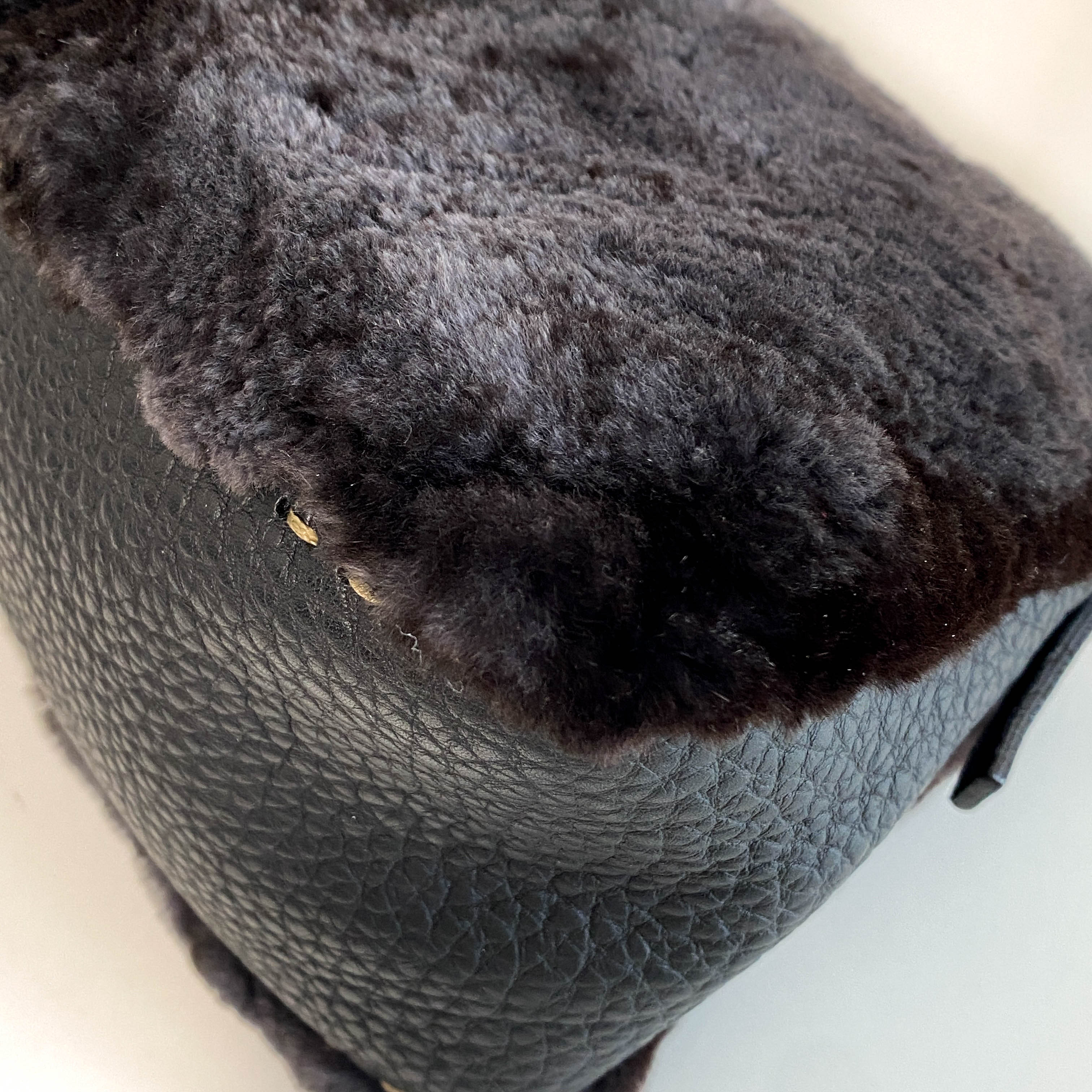 Mini Mamma Baguette Black Fur and Leather