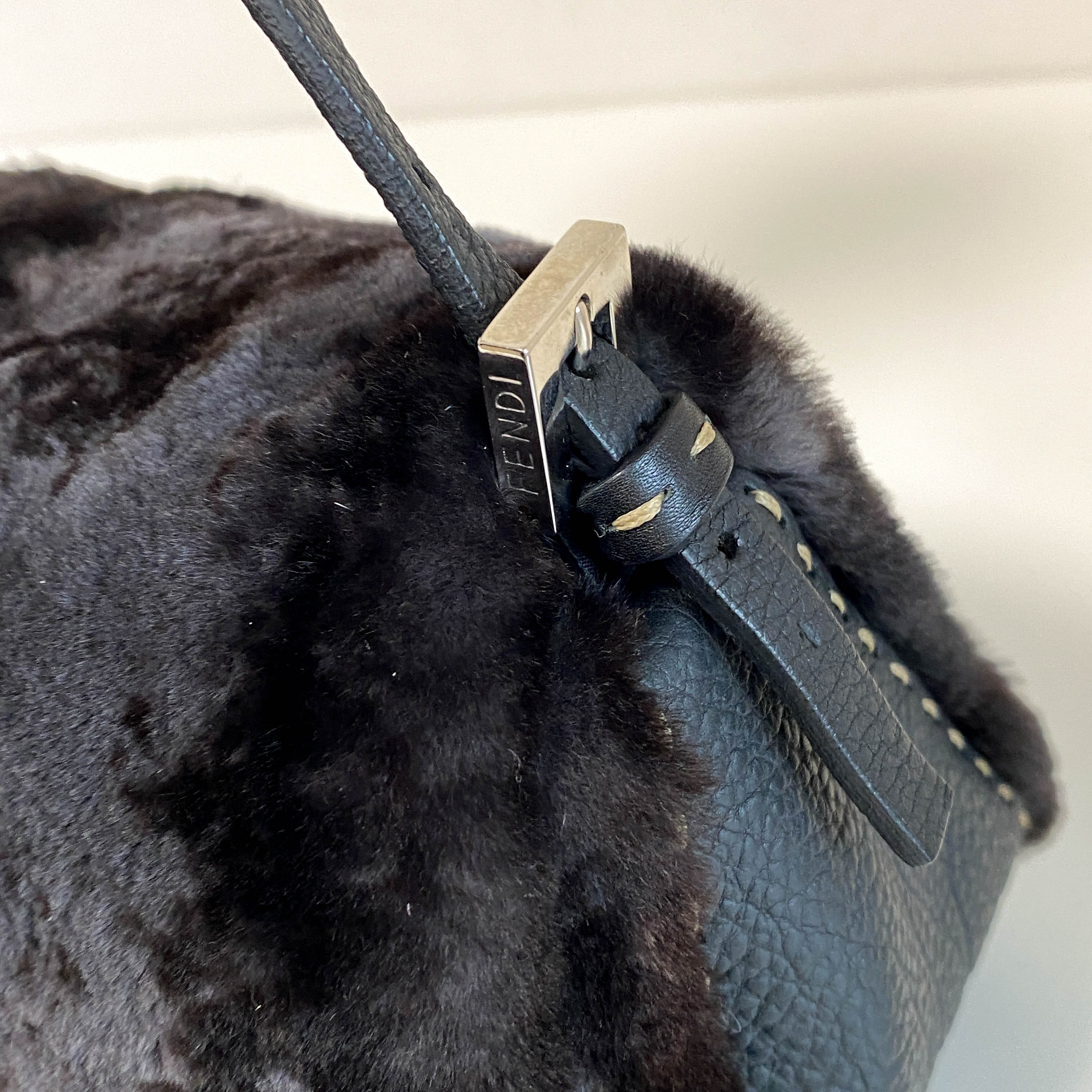 Mini Mamma Baguette Black Fur and Leather
