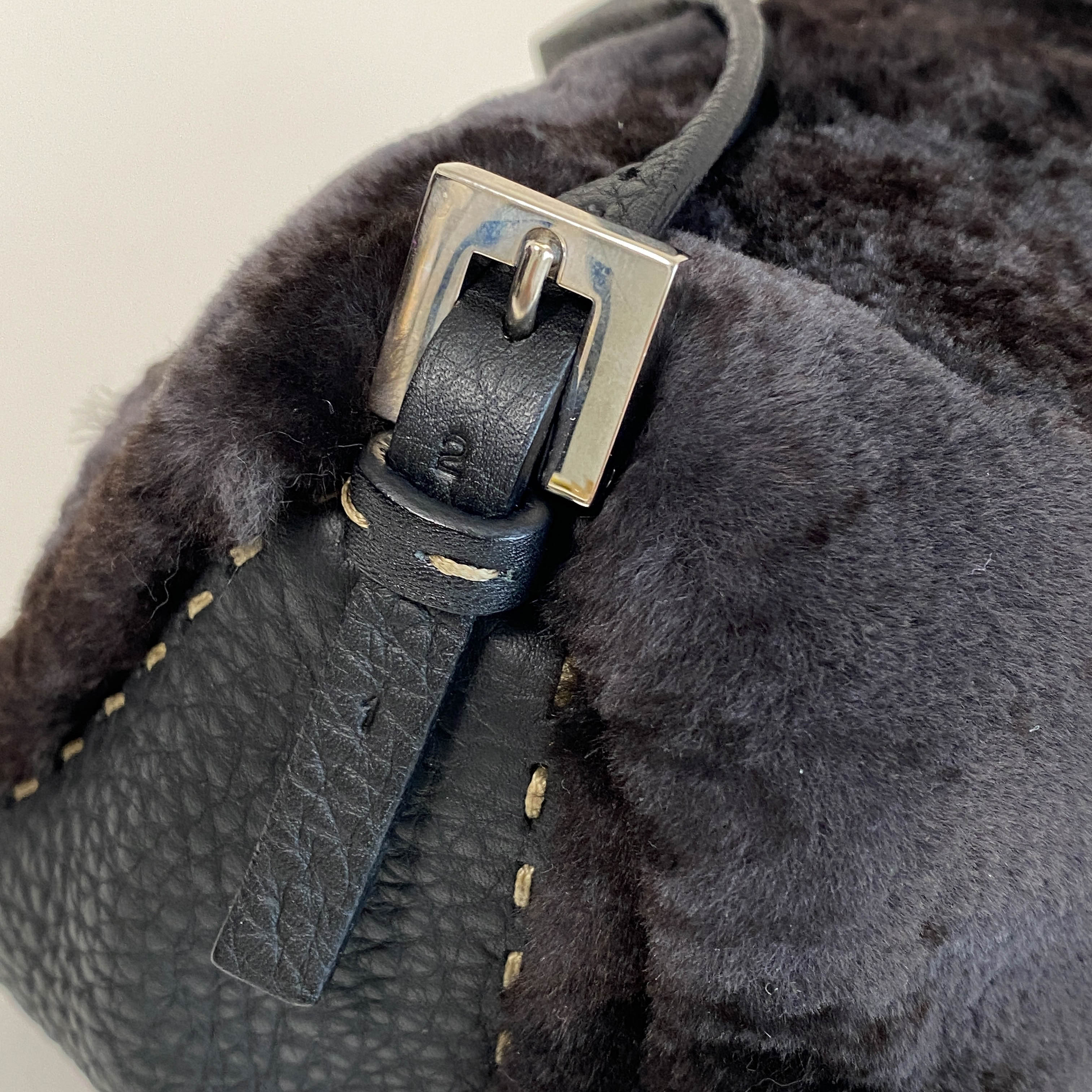 Mini Mamma Baguette Black Fur and Leather