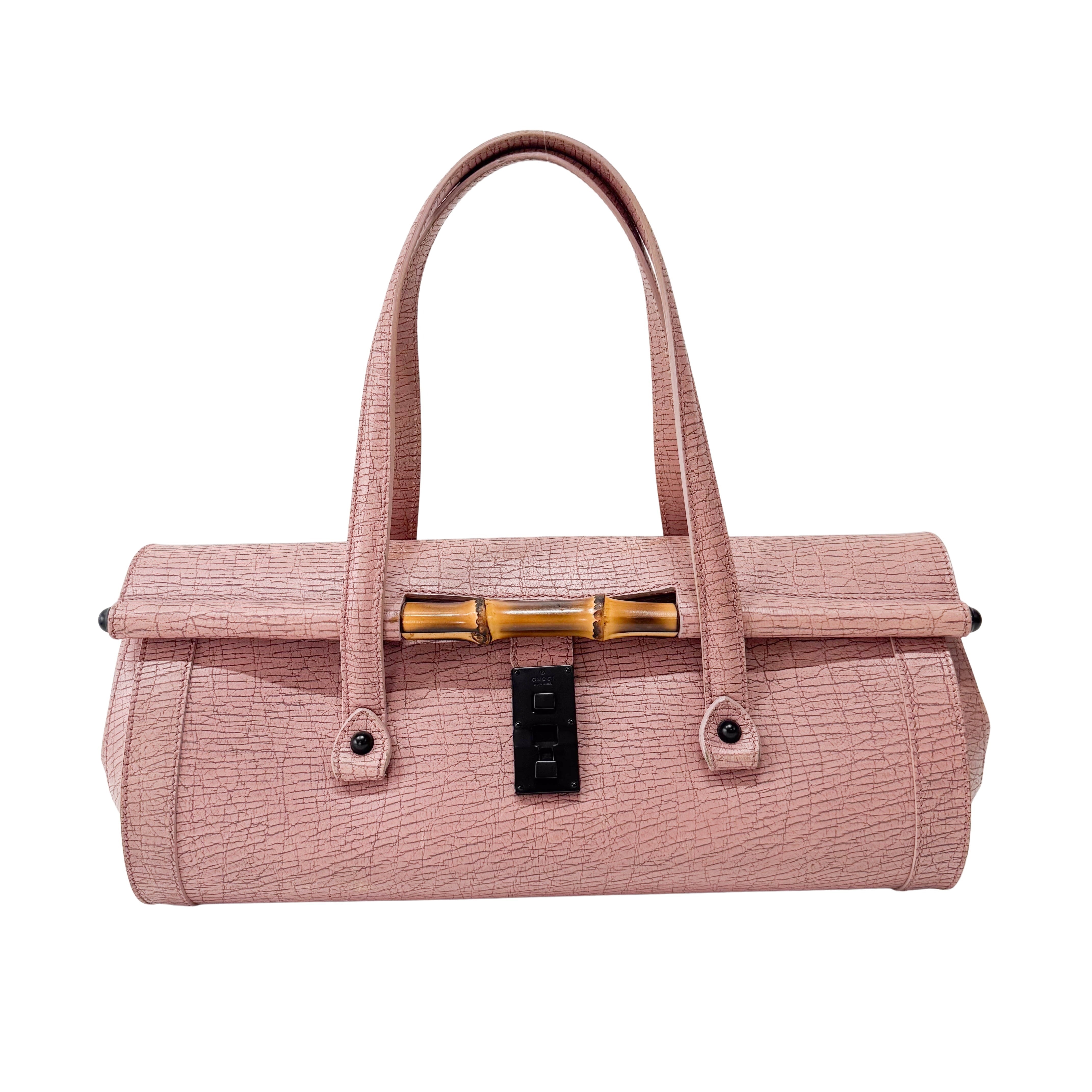 Bamboo Pink Leather Shoulder Bag