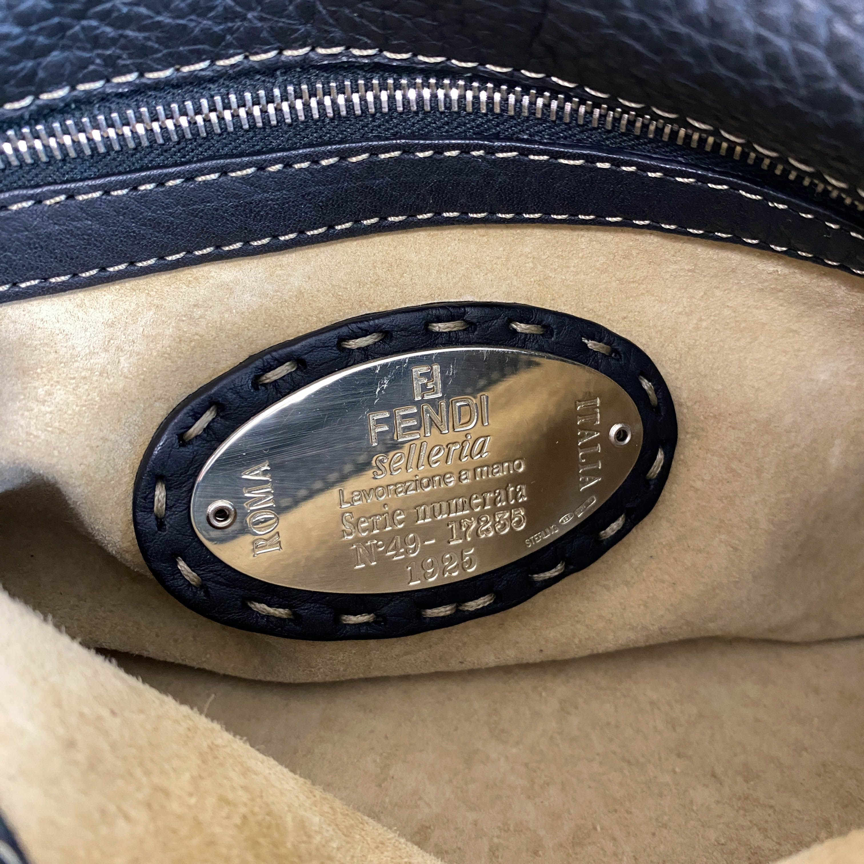 Mini Mamma Baguette Black Fur and Leather