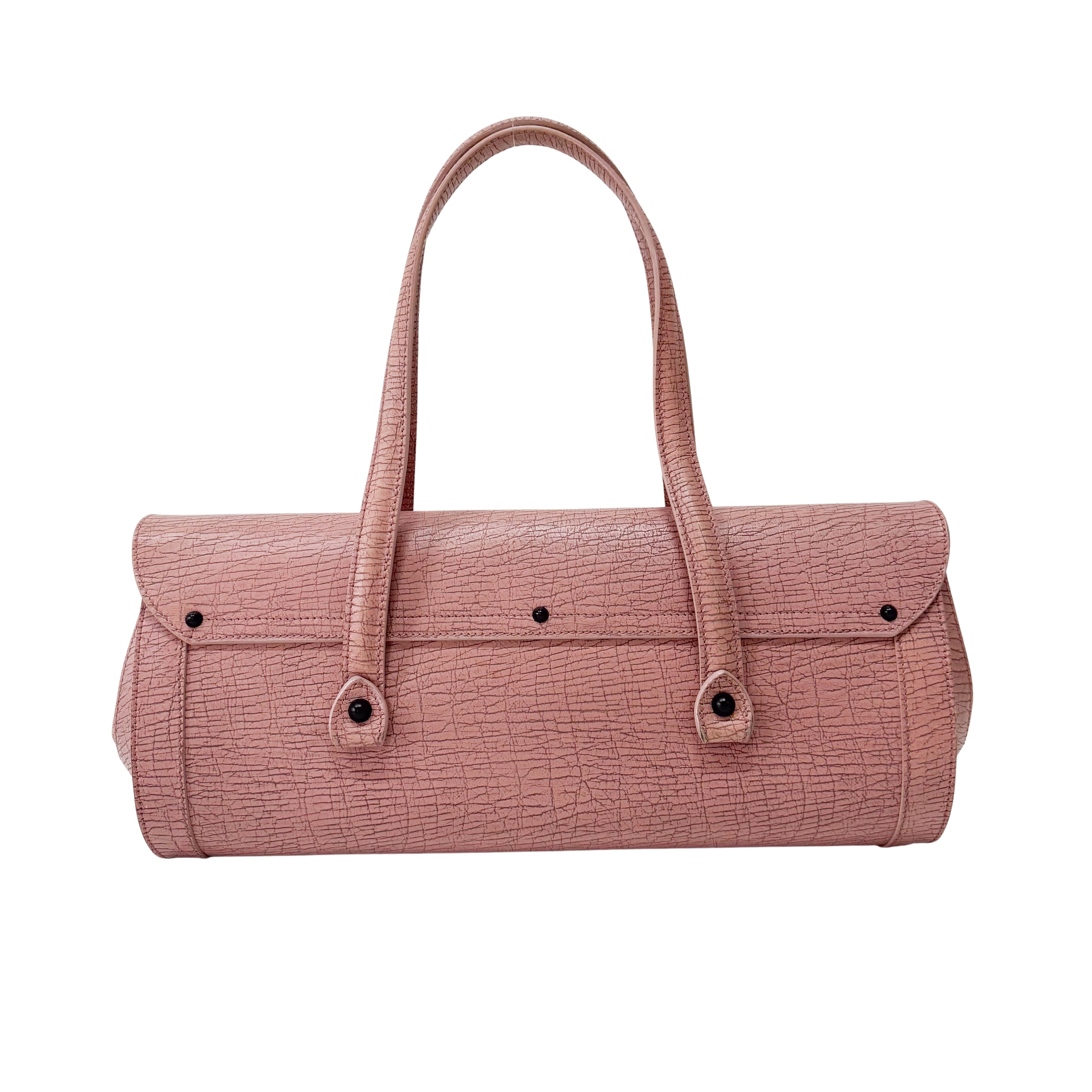 Bamboo Pink Leather Shoulder Bag