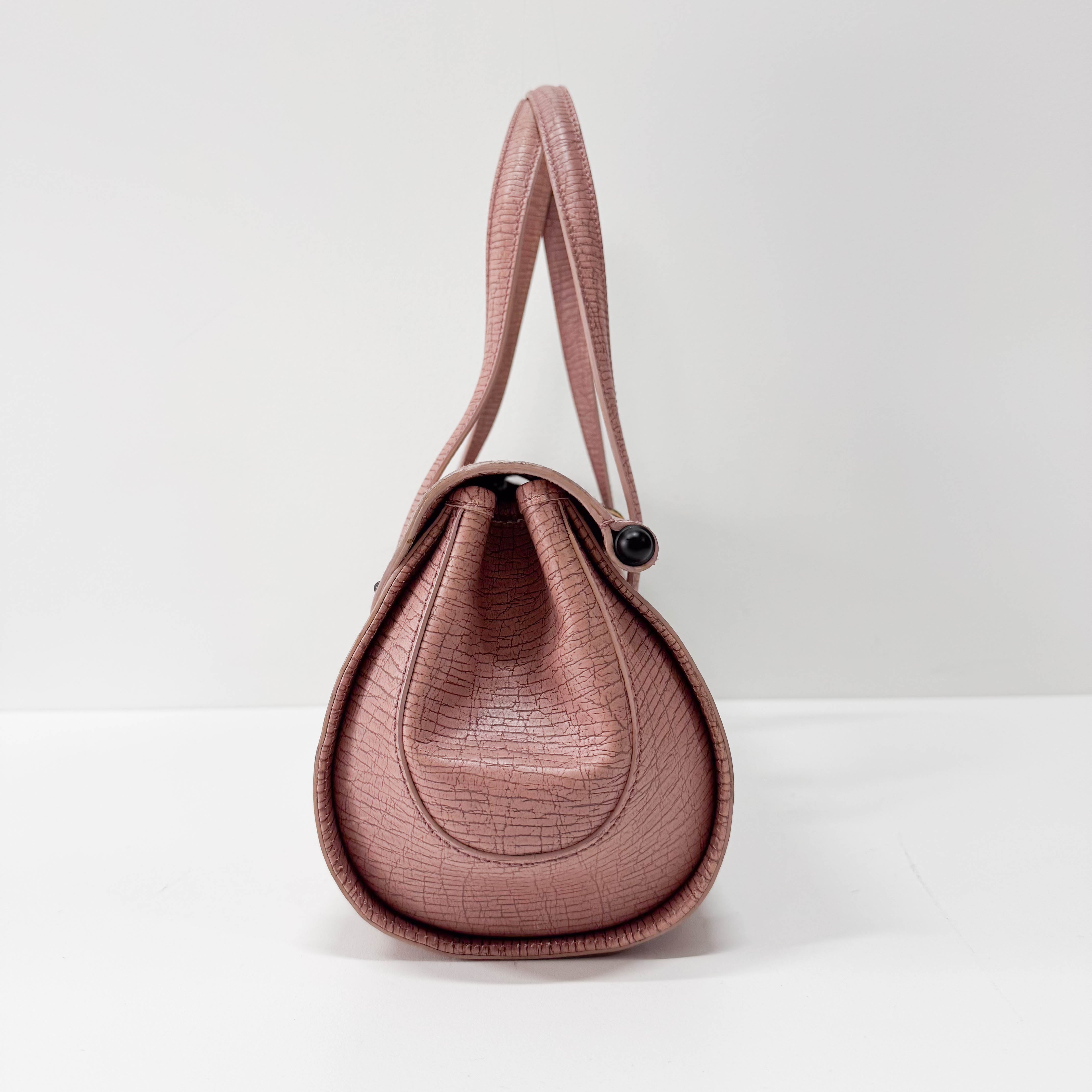 Bamboo Pink Leather Shoulder Bag