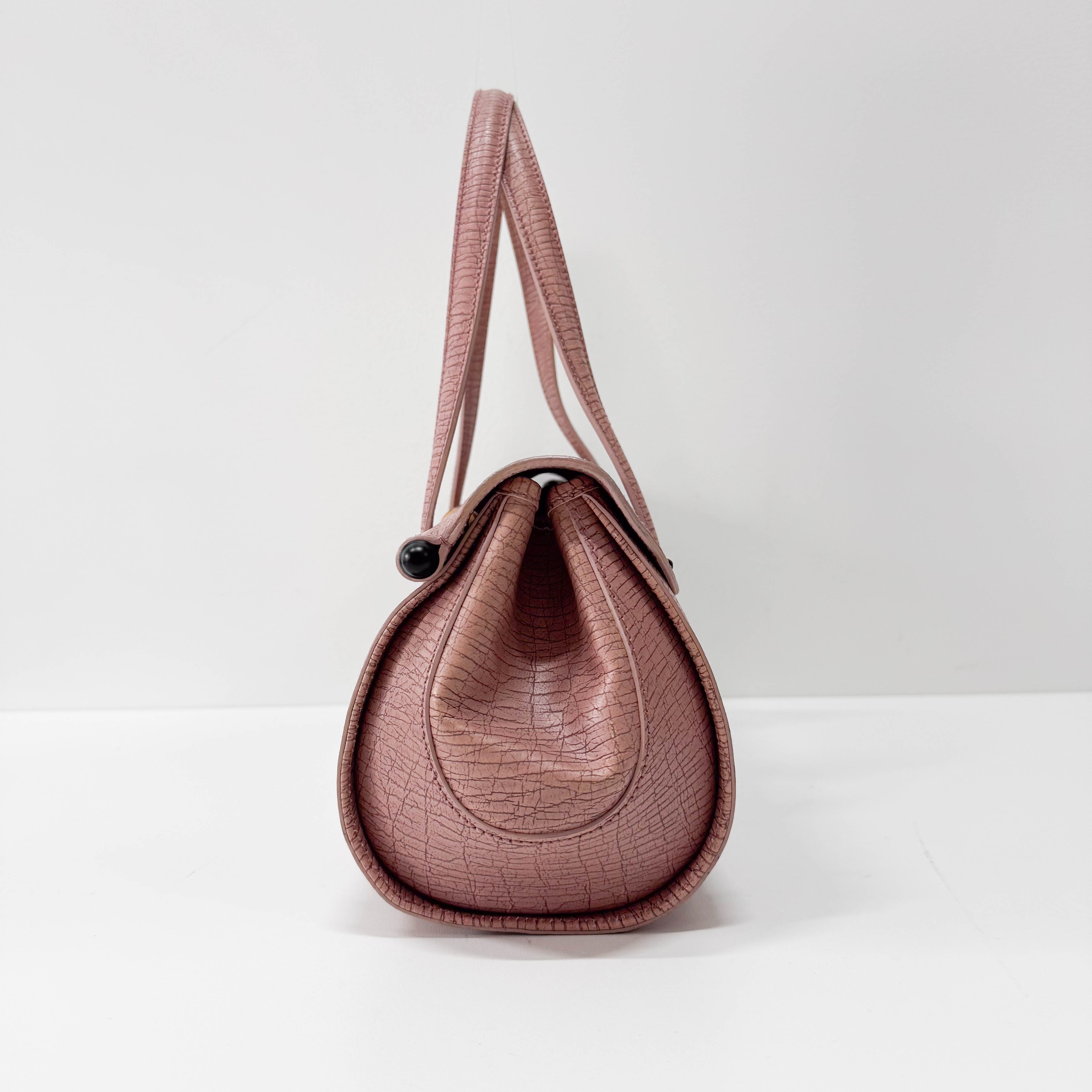 Bamboo Pink Leather Shoulder Bag