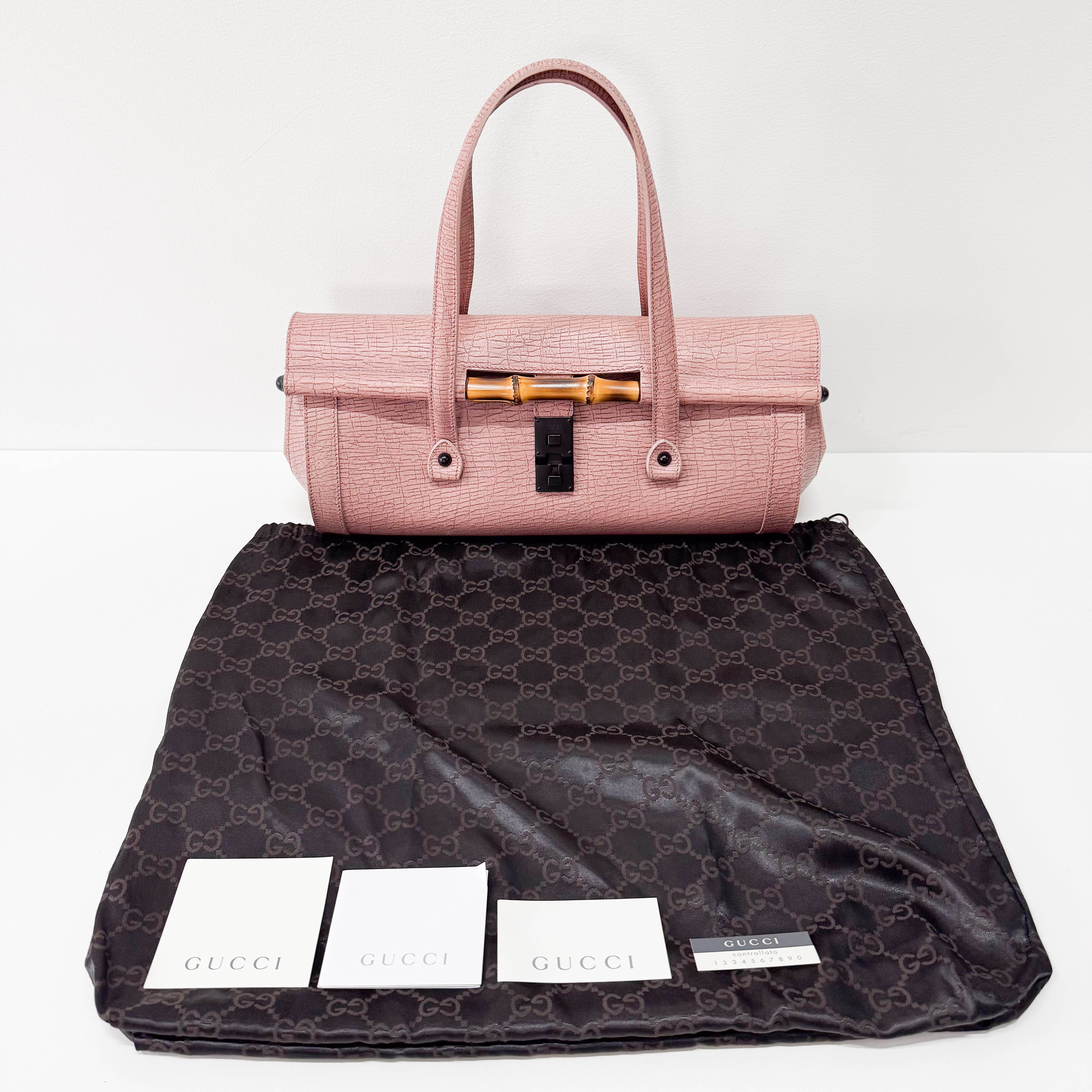 Bamboo Pink Leather Shoulder Bag