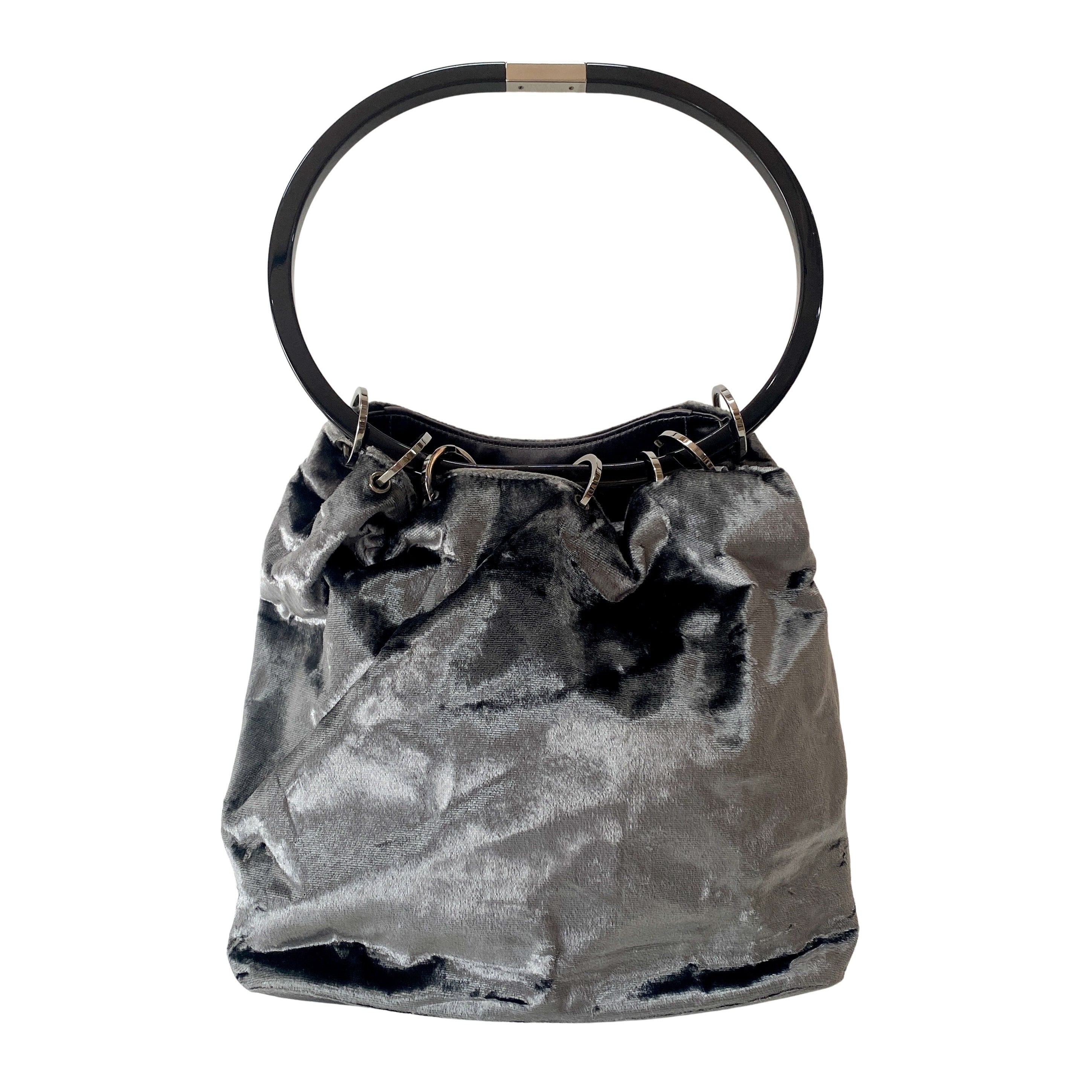 Silver Velvet Shoulder Bag