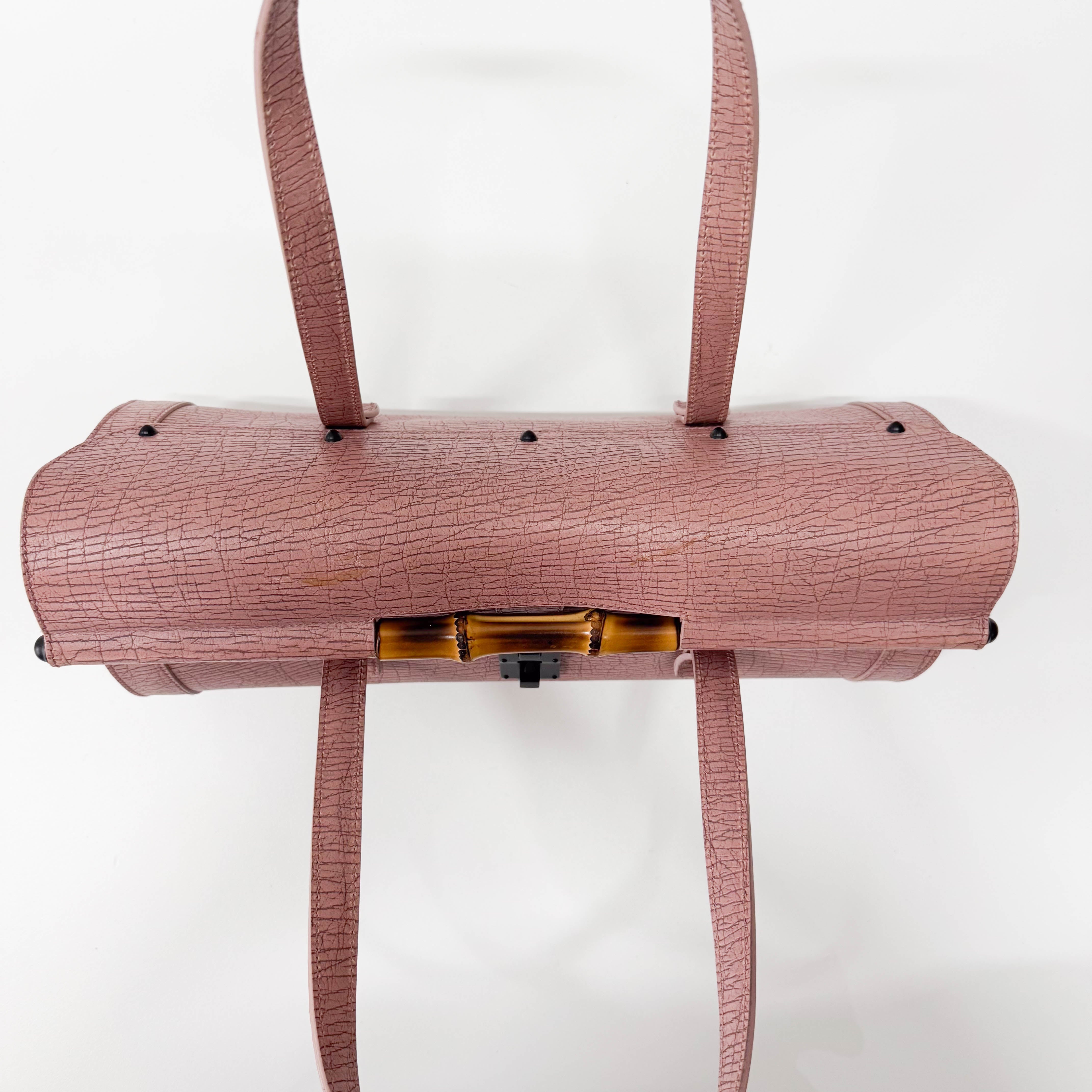 Bamboo Pink Leather Shoulder Bag