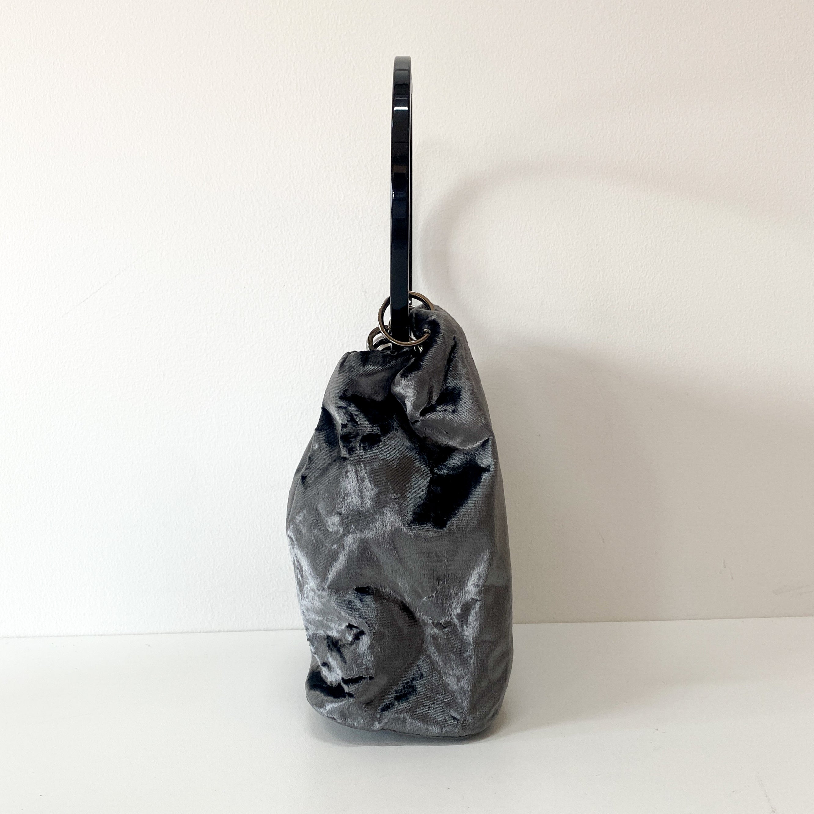 Silver Velvet Shoulder Bag