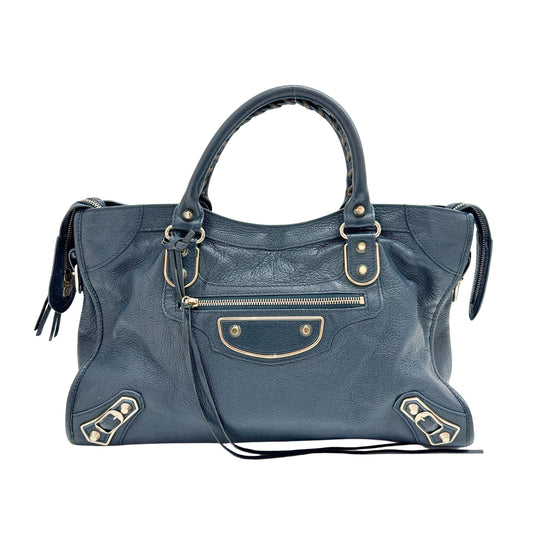 Metallic Edge City Midnight Blue Leather Two Way Bag
