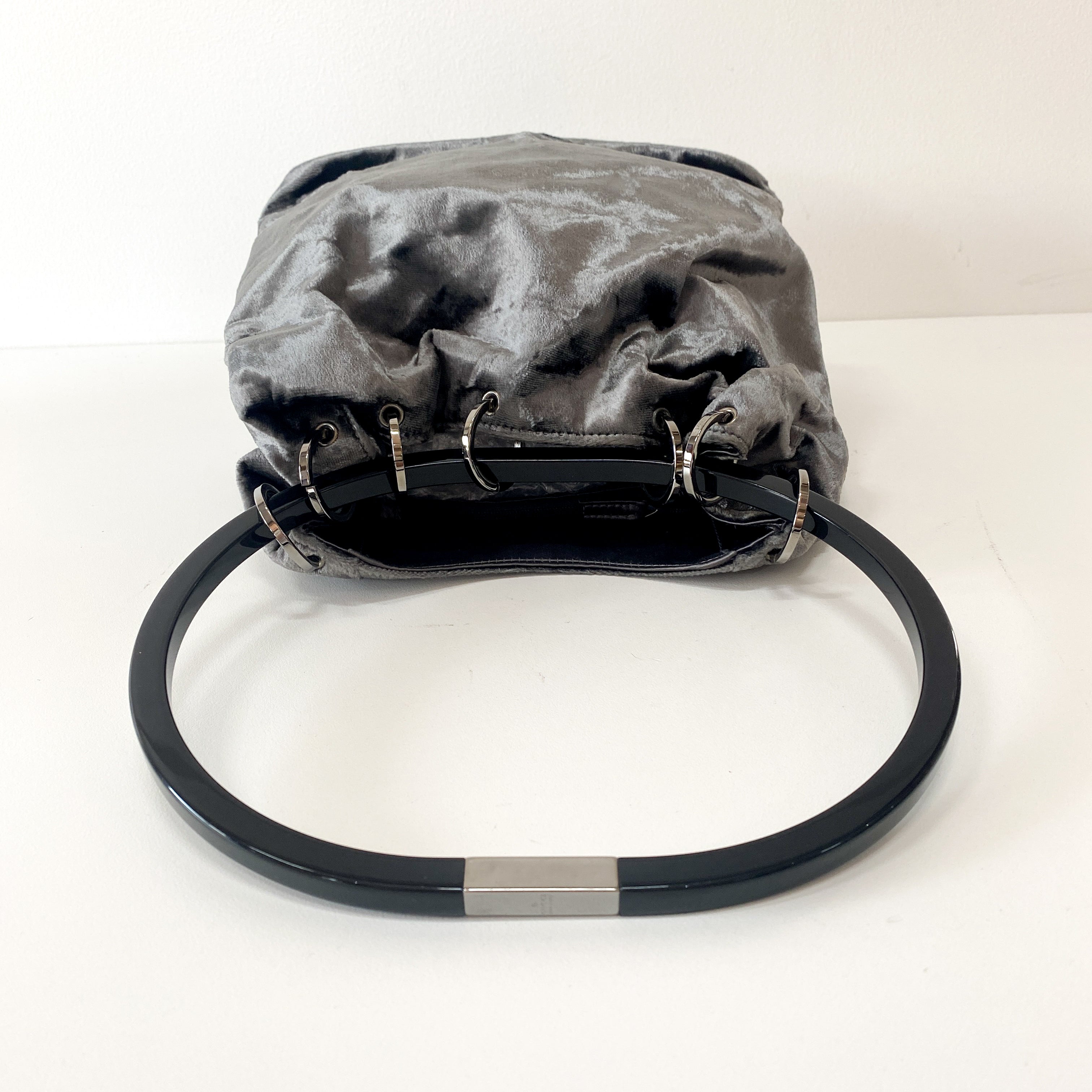 Silver Velvet Shoulder Bag