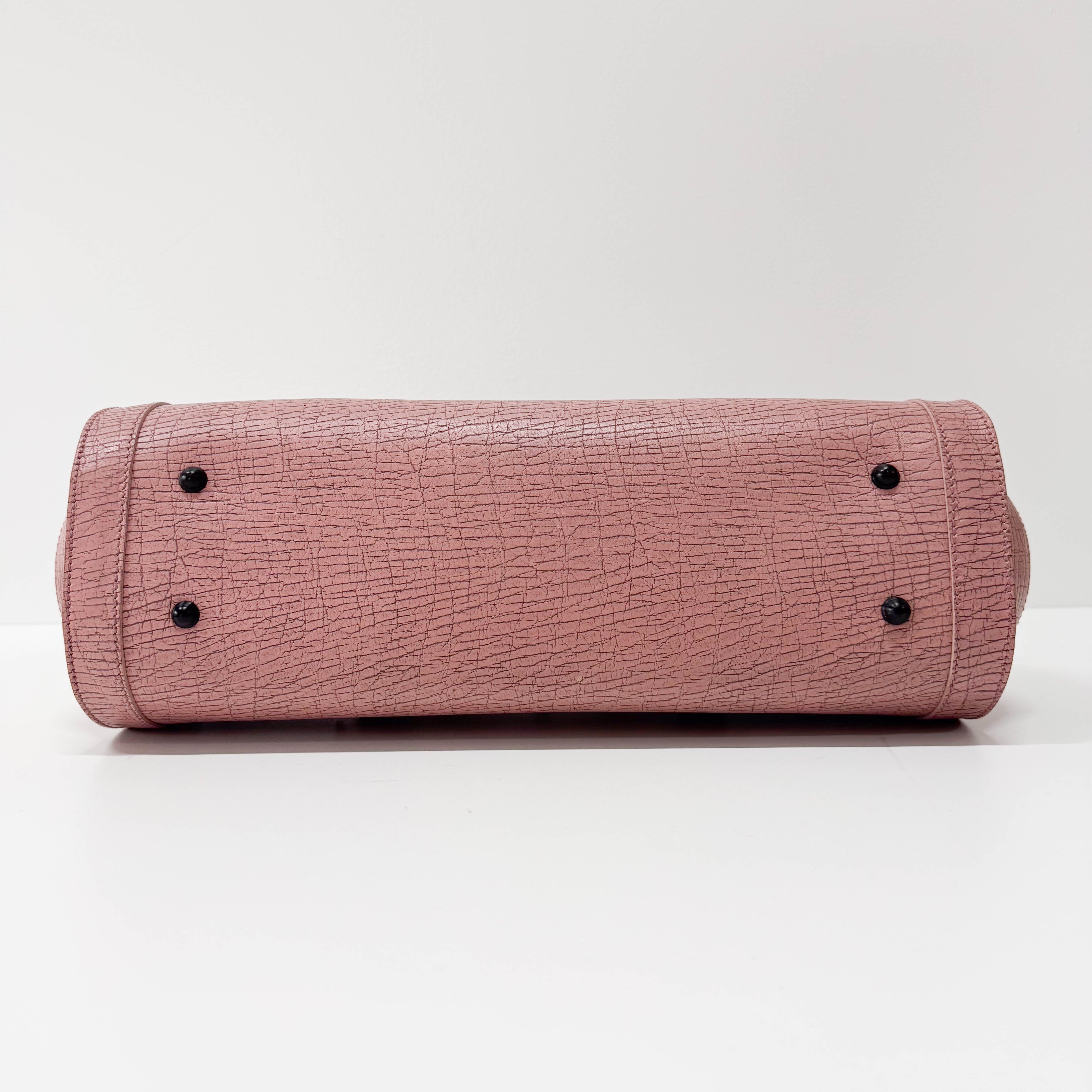 Bamboo Pink Leather Shoulder Bag