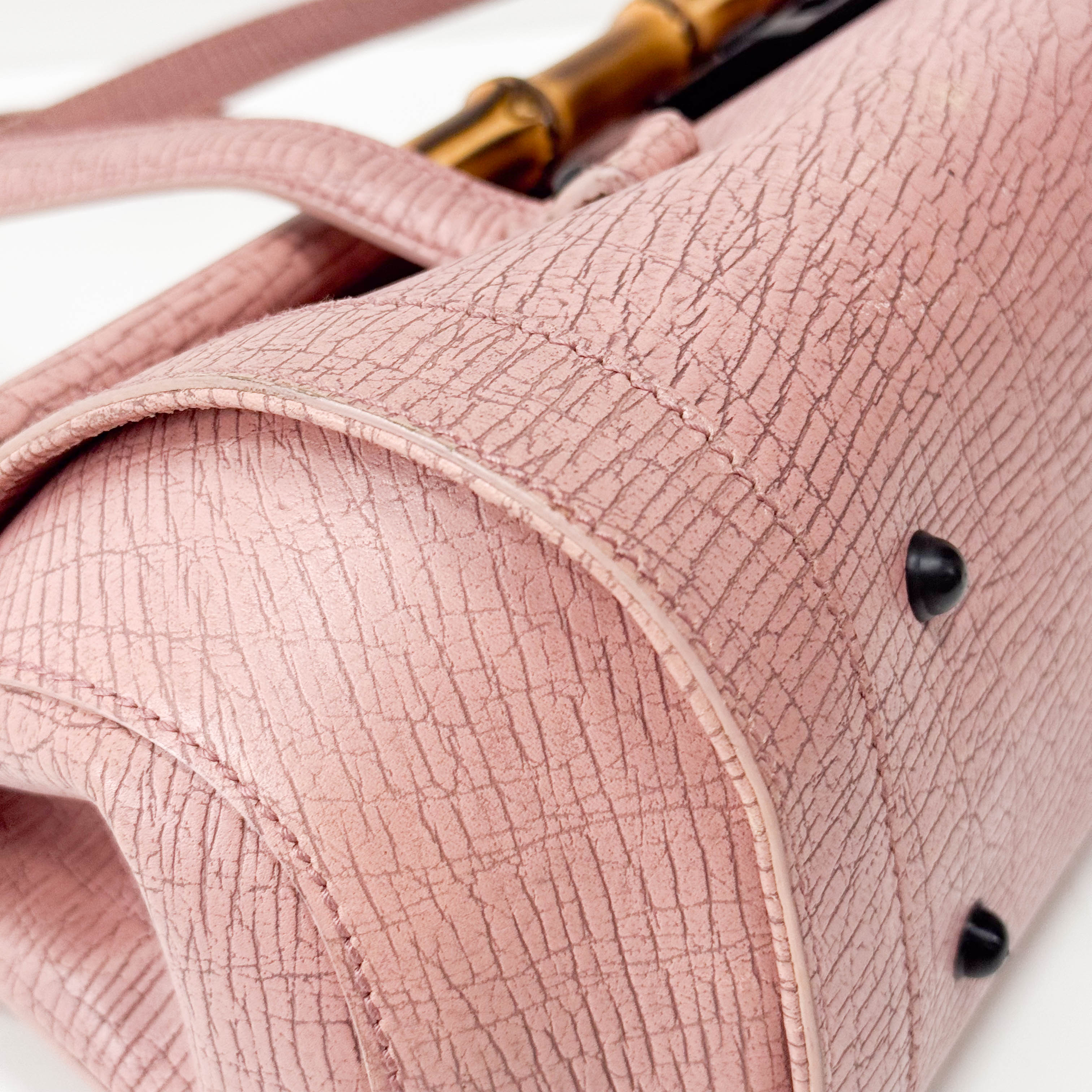 Bamboo Pink Leather Shoulder Bag