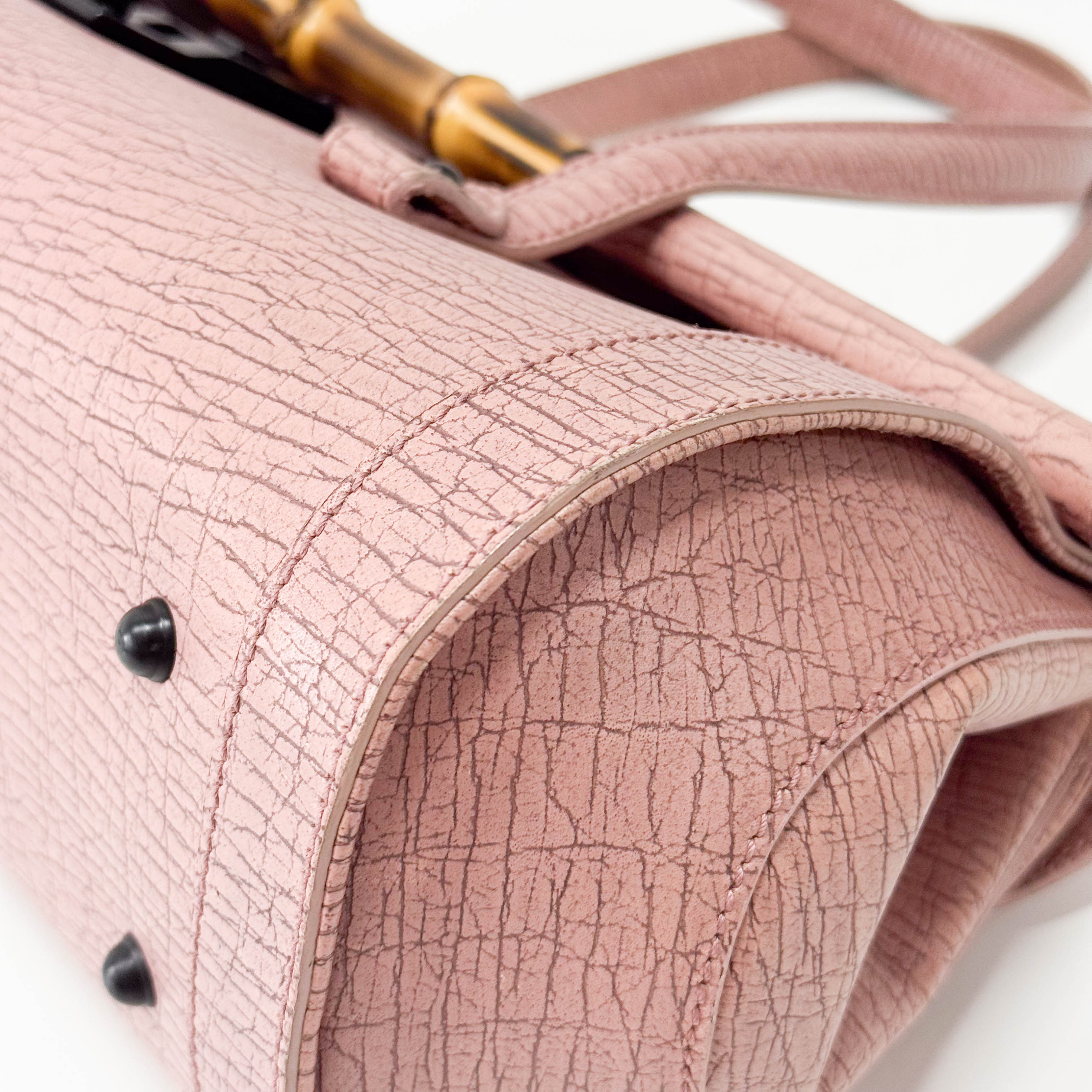 Bamboo Pink Leather Shoulder Bag