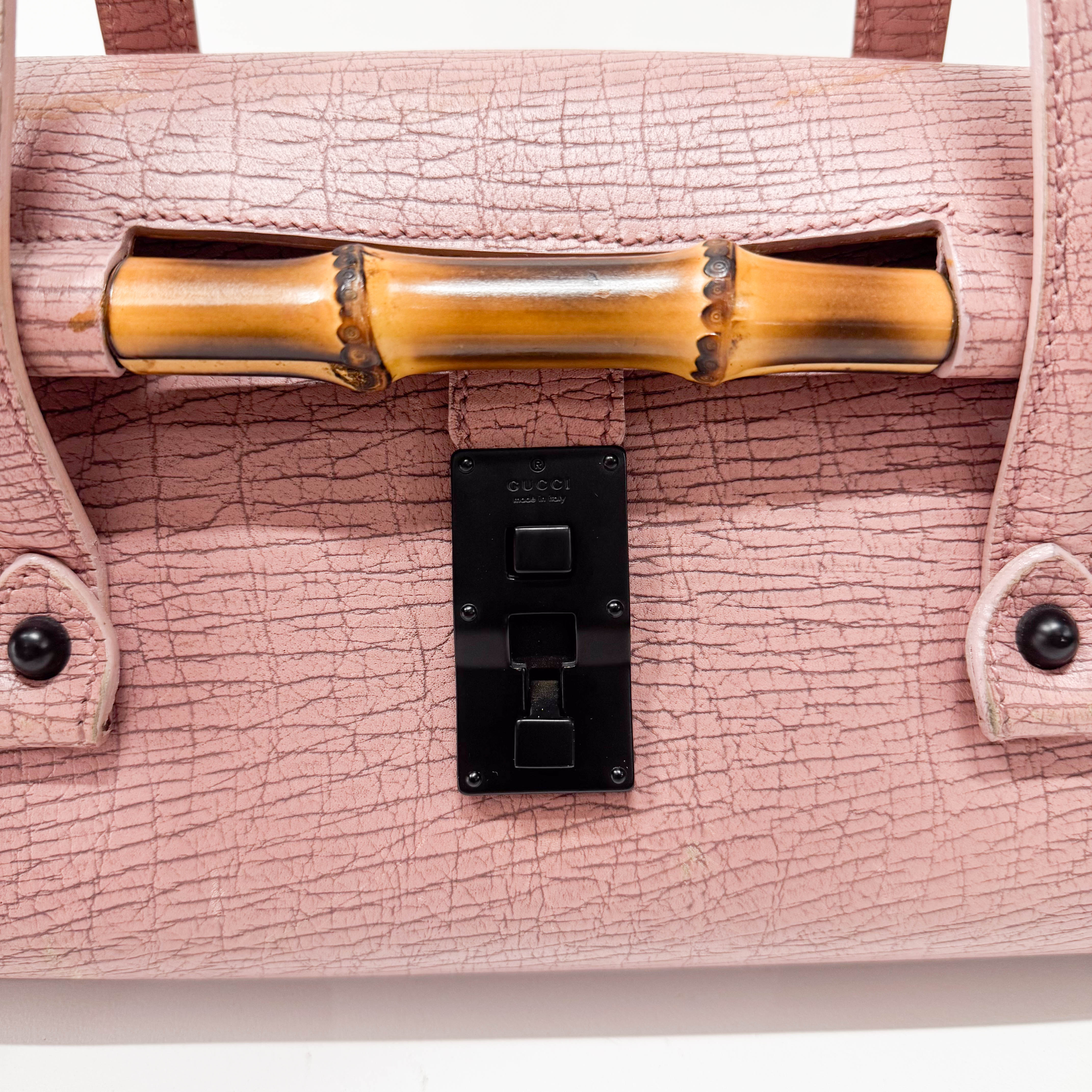 Bamboo Pink Leather Shoulder Bag