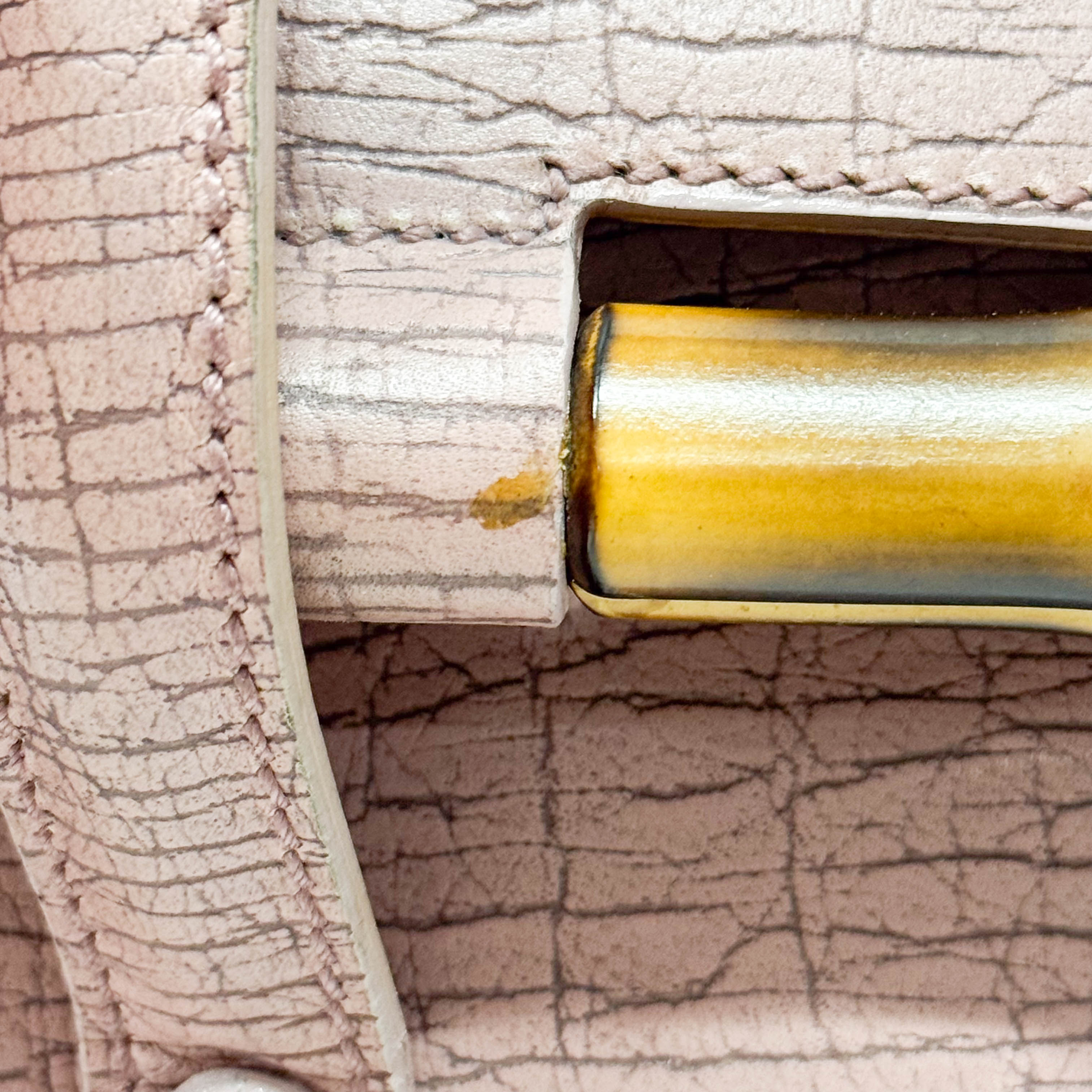 Bamboo Pink Leather Shoulder Bag