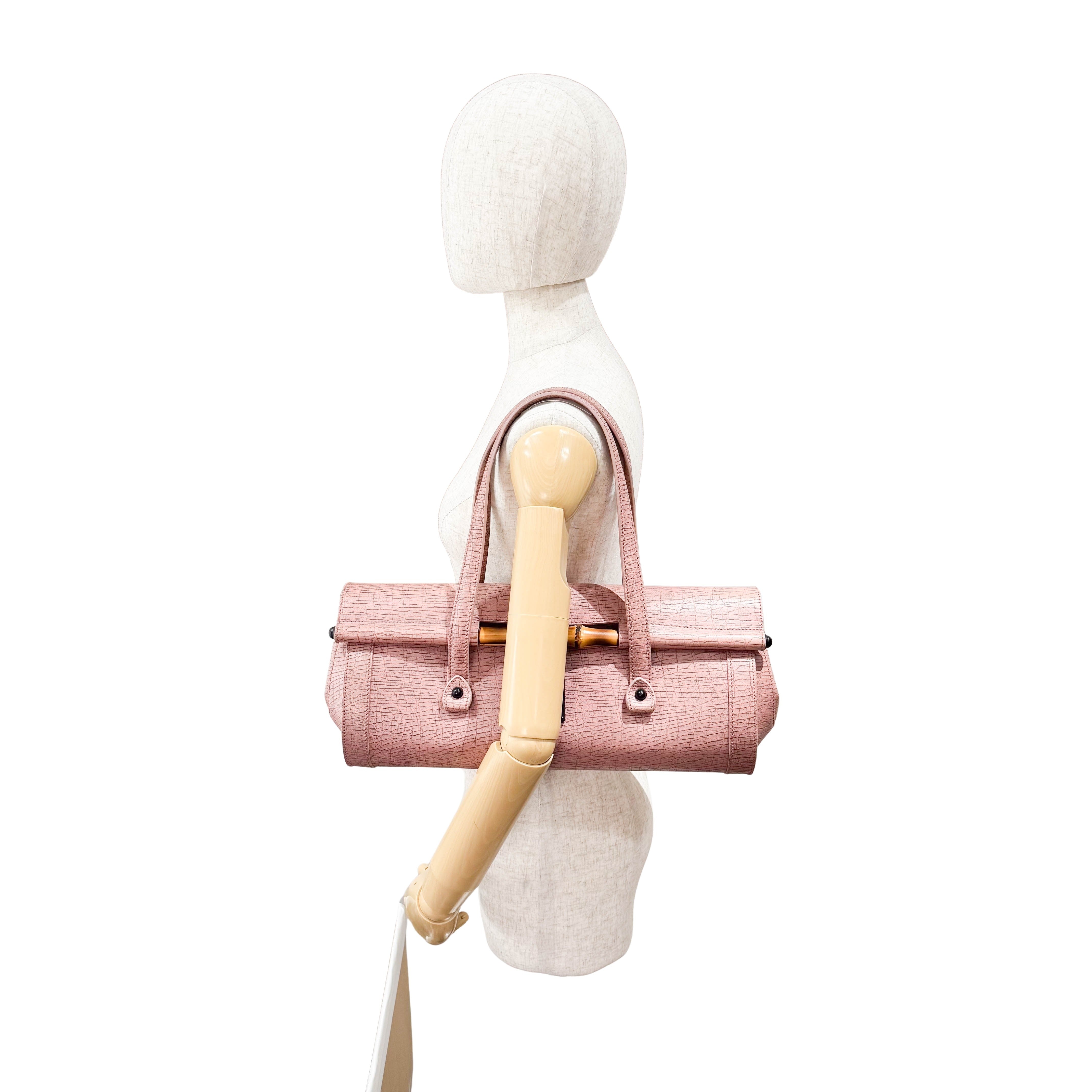 Bamboo Pink Leather Shoulder Bag