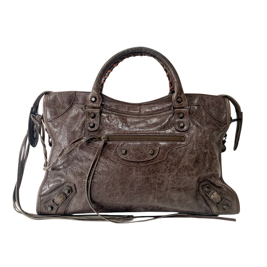 The City Brown Leather Two Way Bag