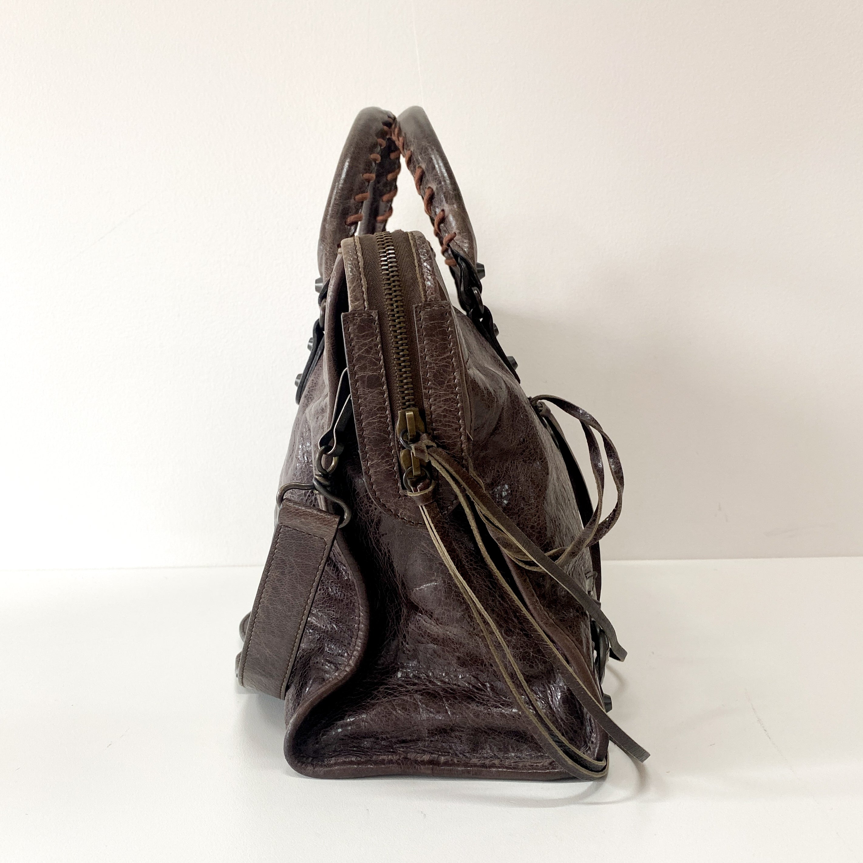 The City Brown Leather Two Way Bag