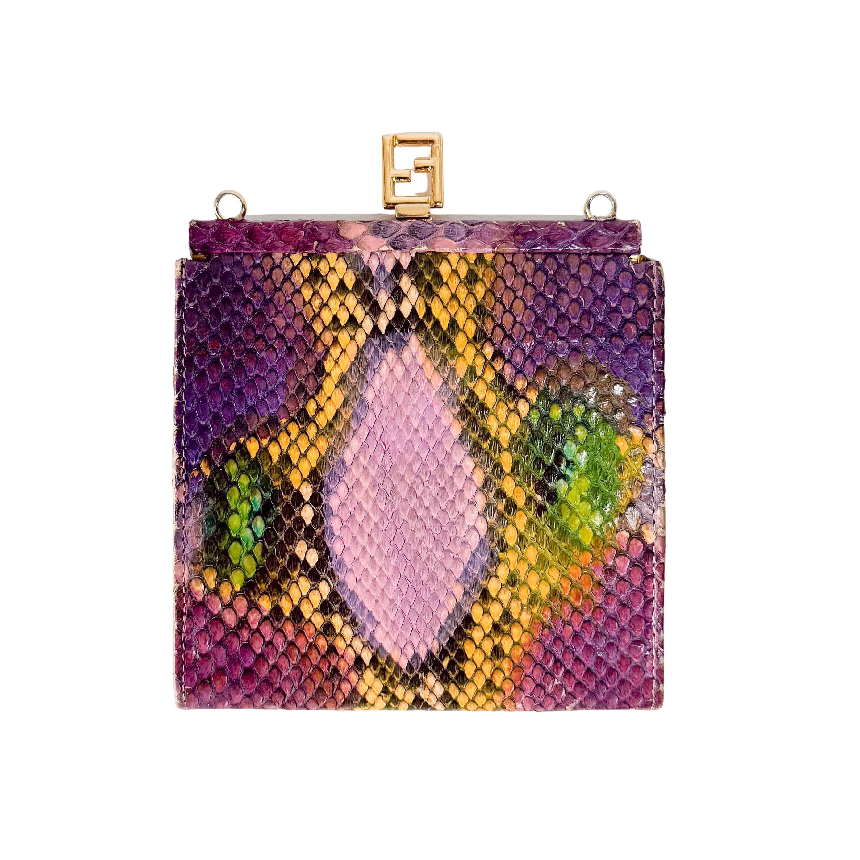 Multi-color Phyton Coin Case with Chain Strap