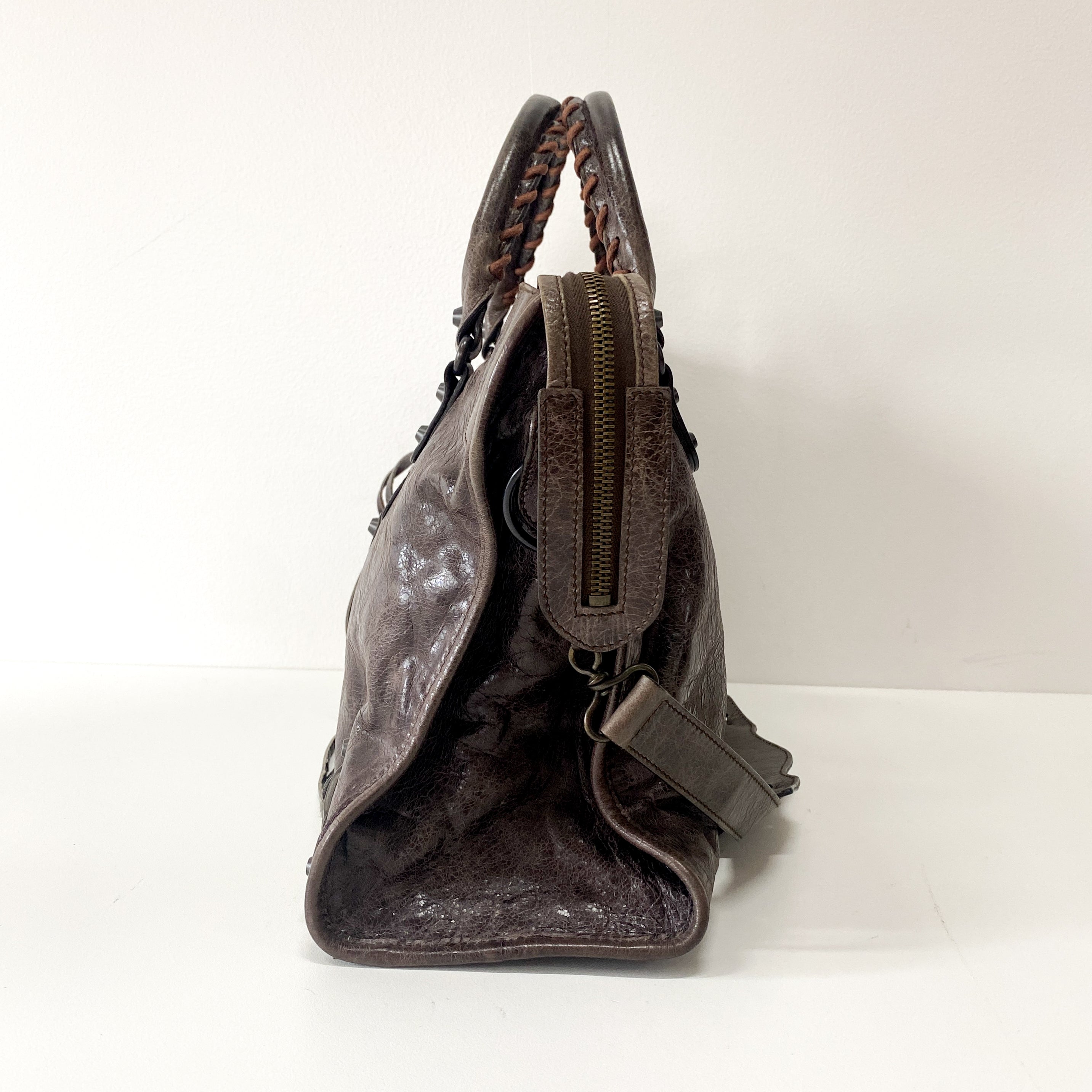 The City Brown Leather Two Way Bag