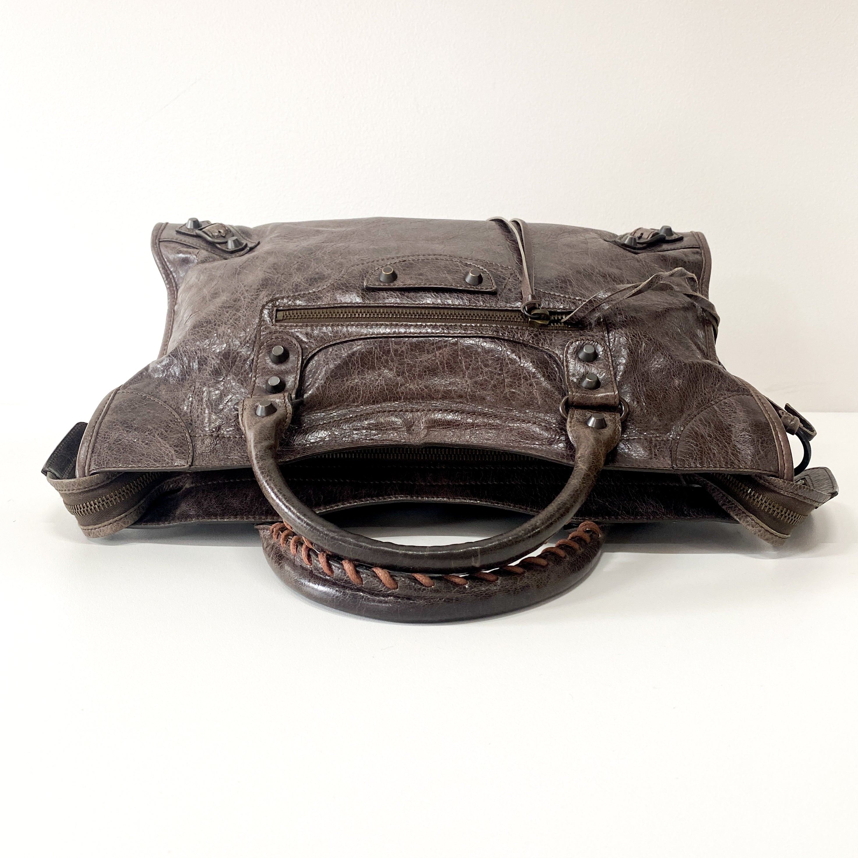 The City Brown Leather Two Way Bag