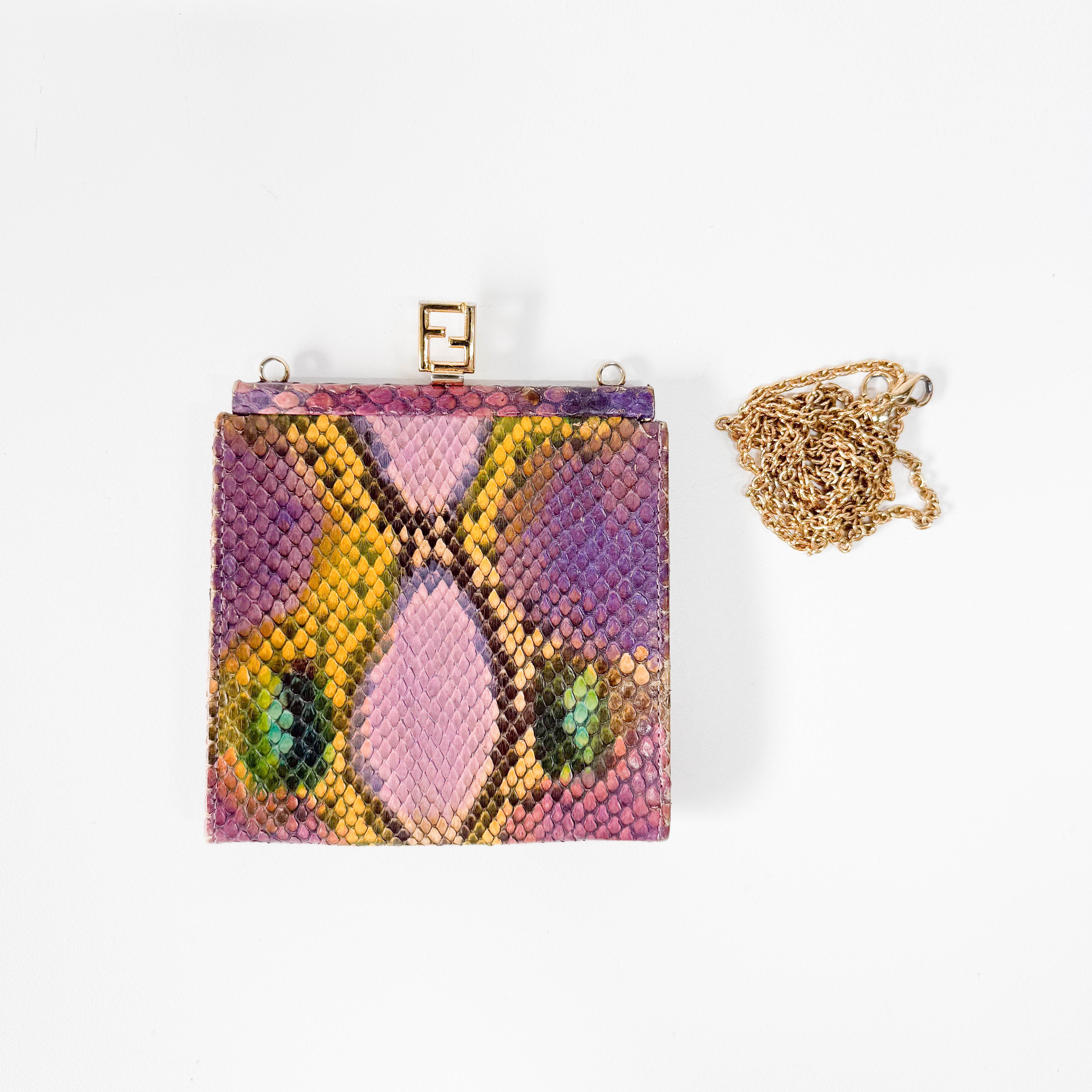 Multi-color Phyton Coin Case with Chain Strap