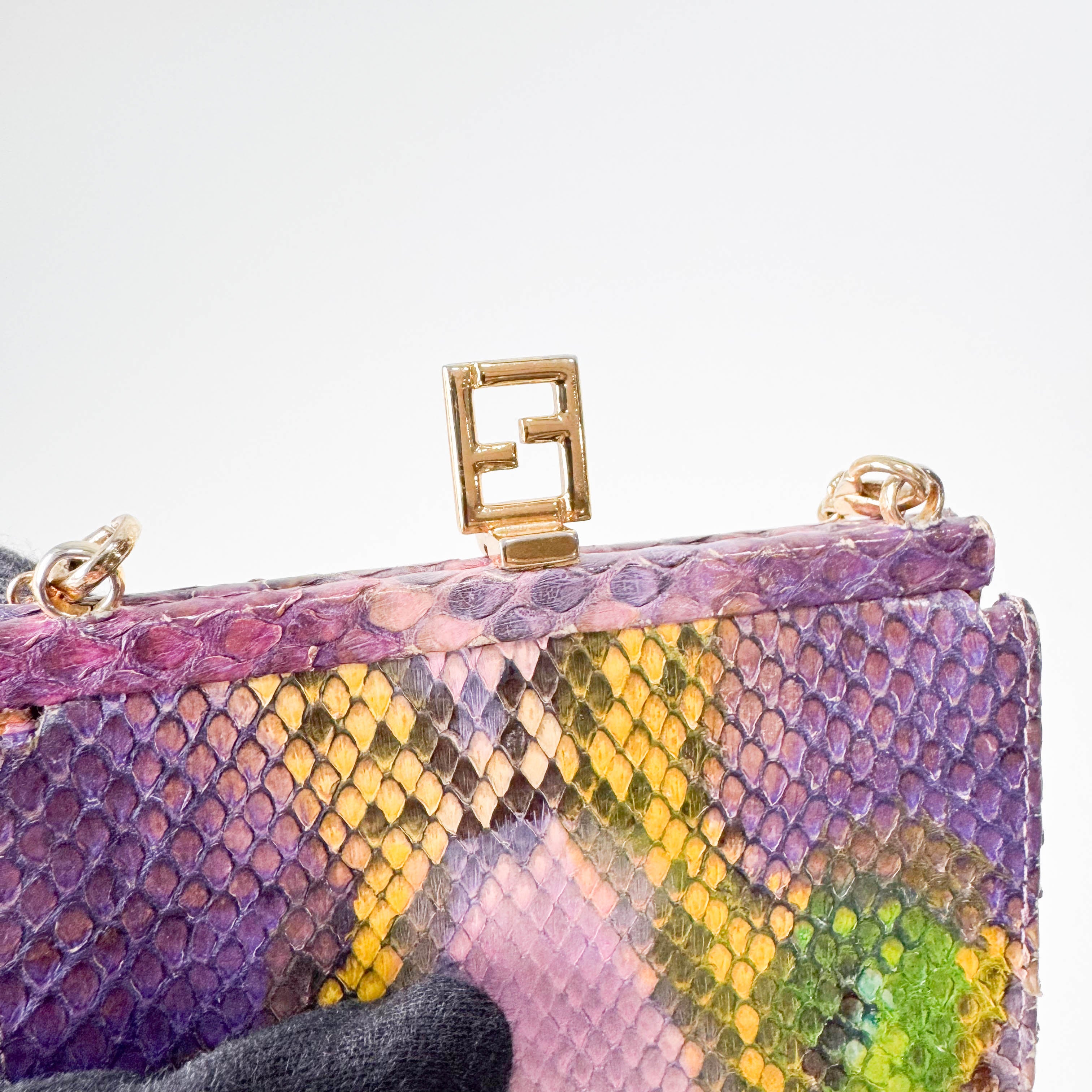 Multi-color Phyton Coin Case with Chain Strap