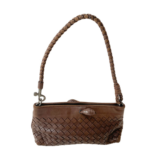 Intrecciato Brown Leather Shoulder Bag
