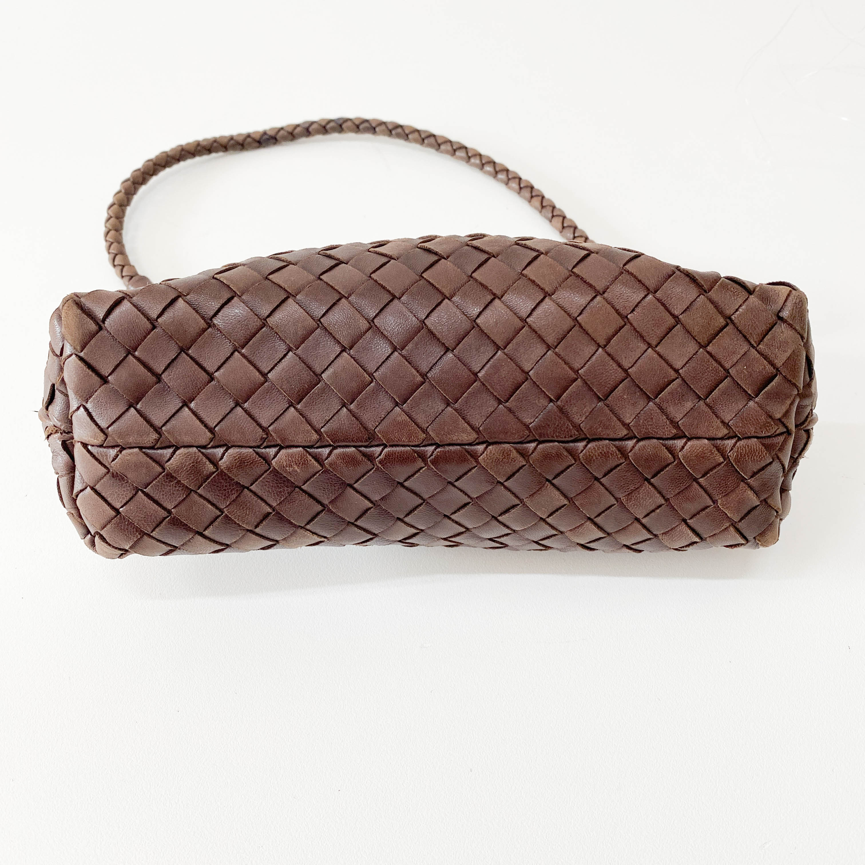 Intrecciato Brown Leather Shoulder Bag