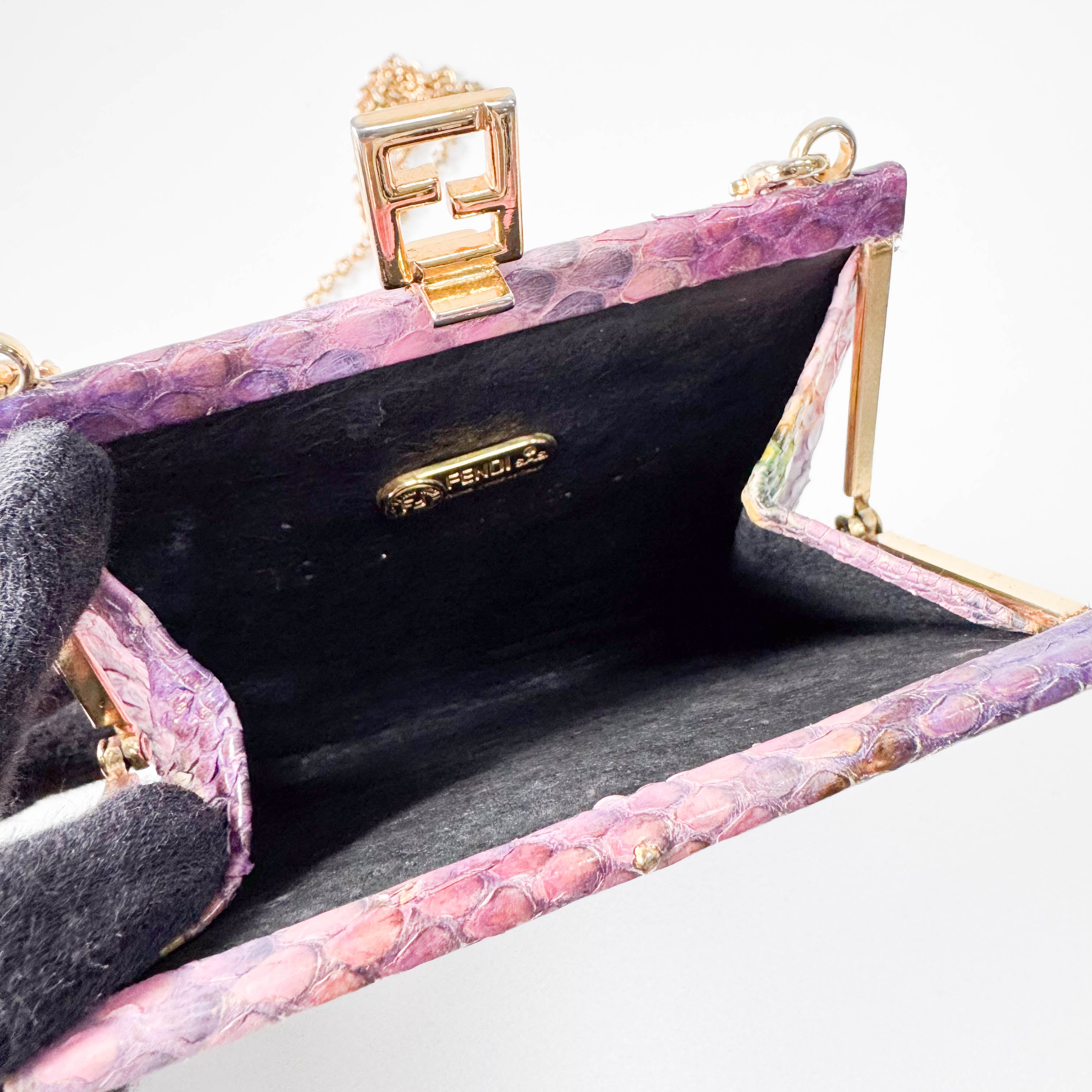 Multi-color Phyton Coin Case with Chain Strap