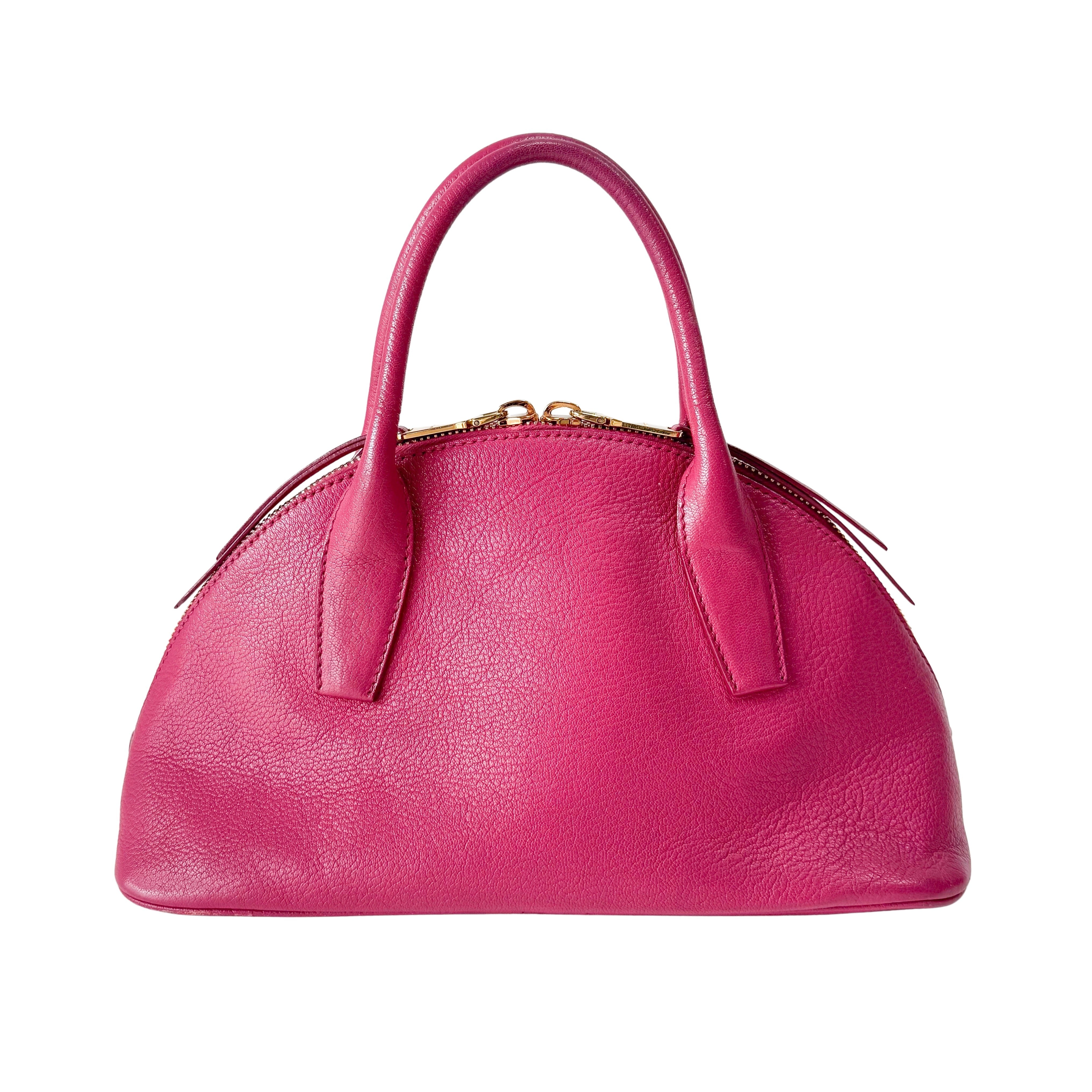 Pink Leather Bowling Bag