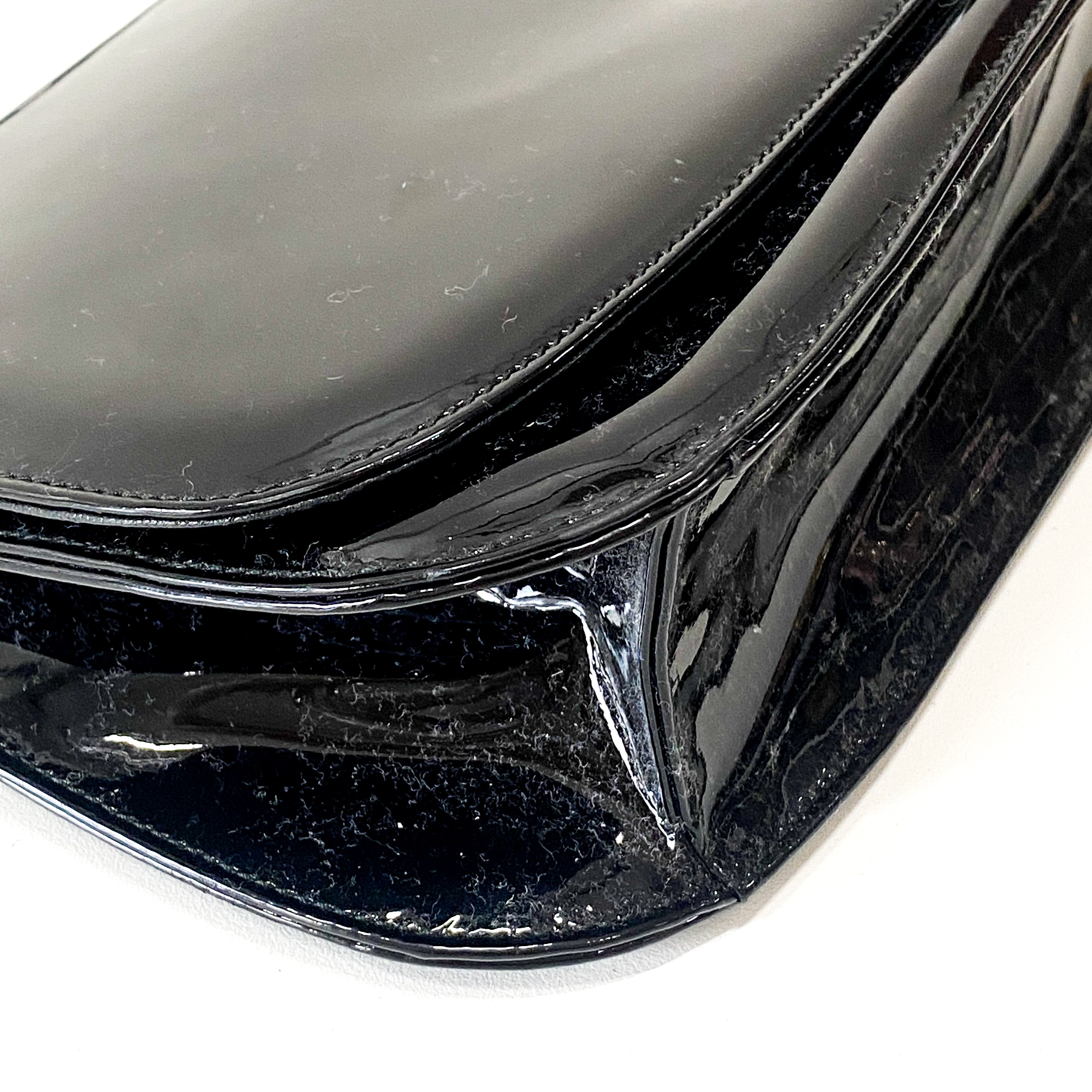 Black Patent Leather Plastic Chain Shoulder Bag