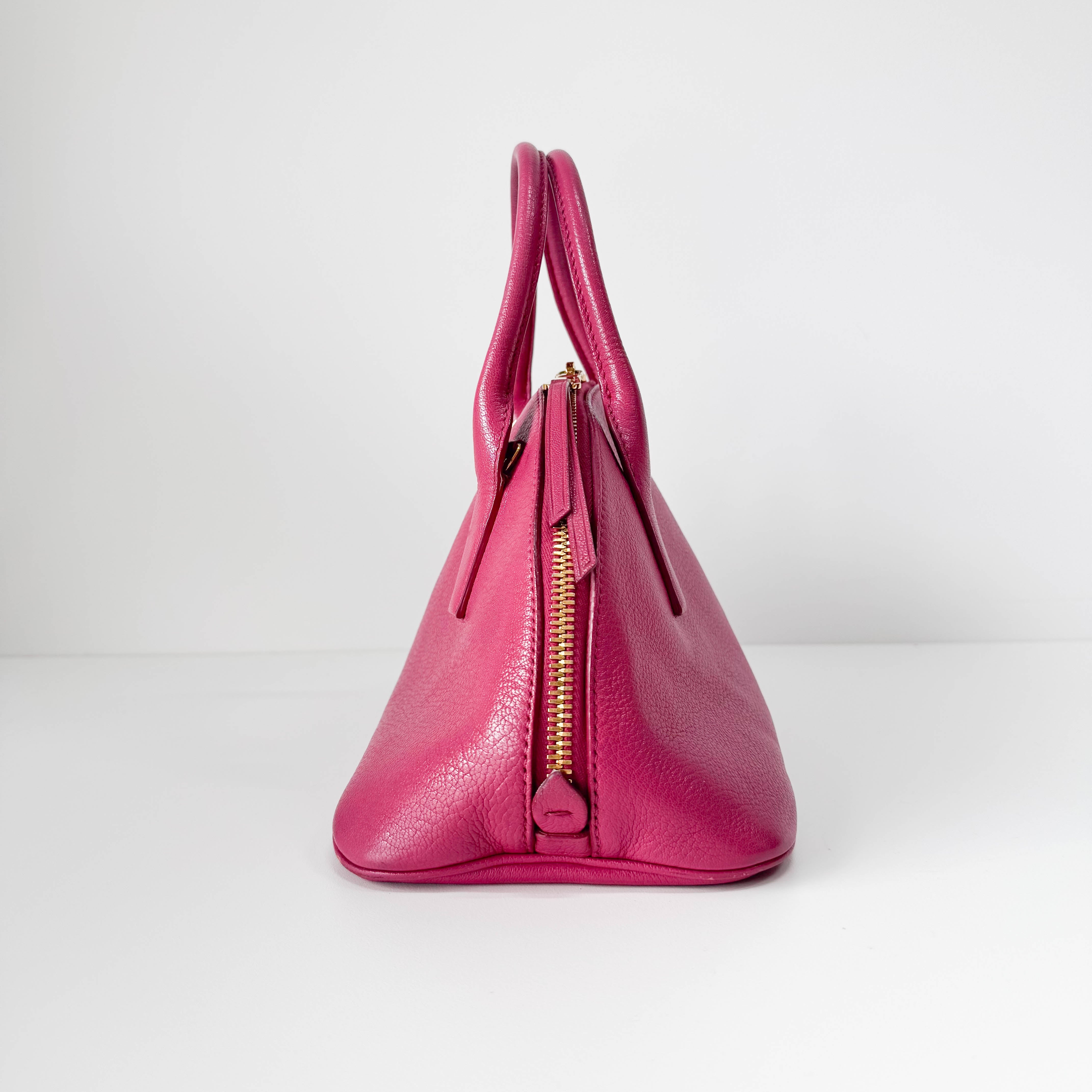 Pink Leather Bowling Bag