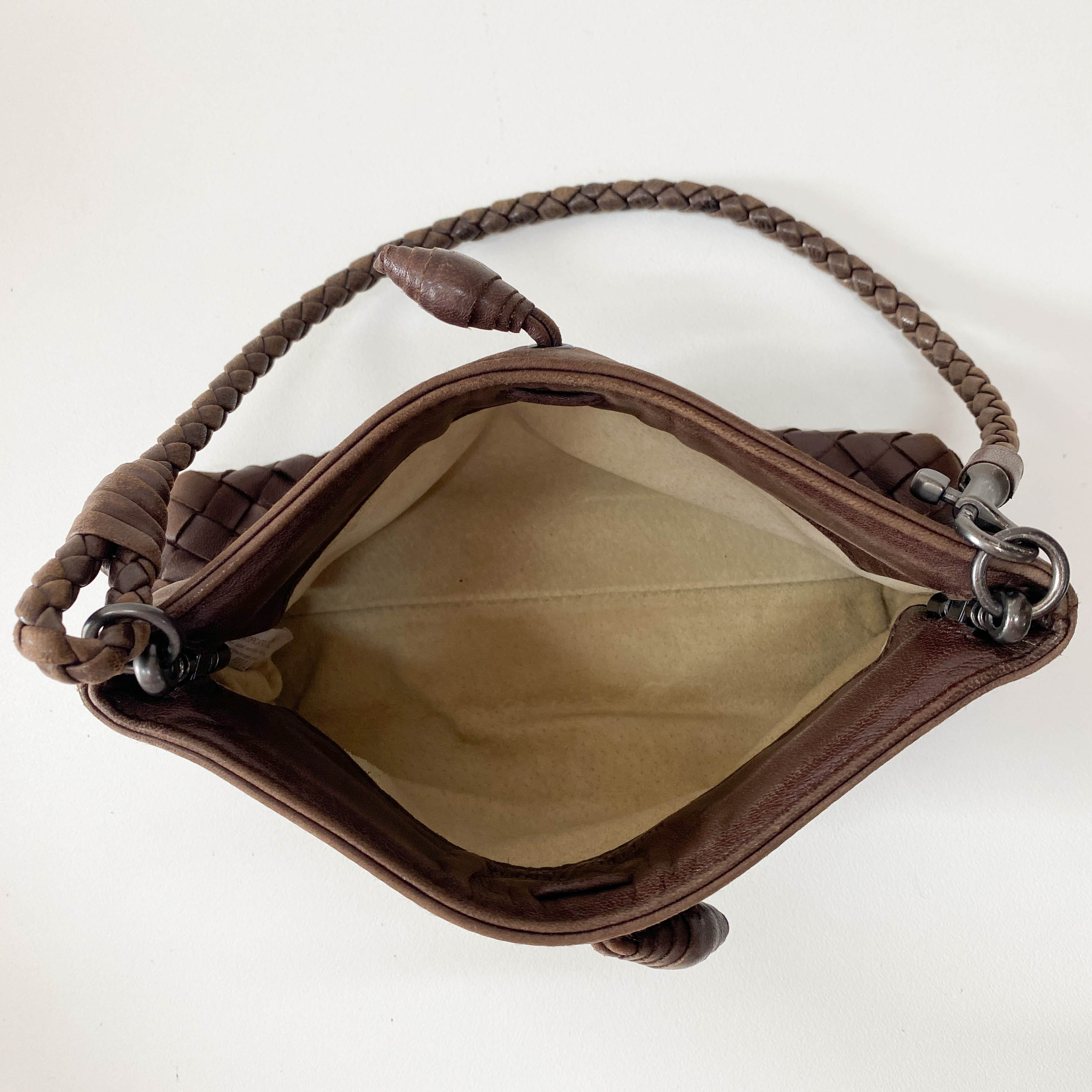 Intrecciato Brown Leather Shoulder Bag