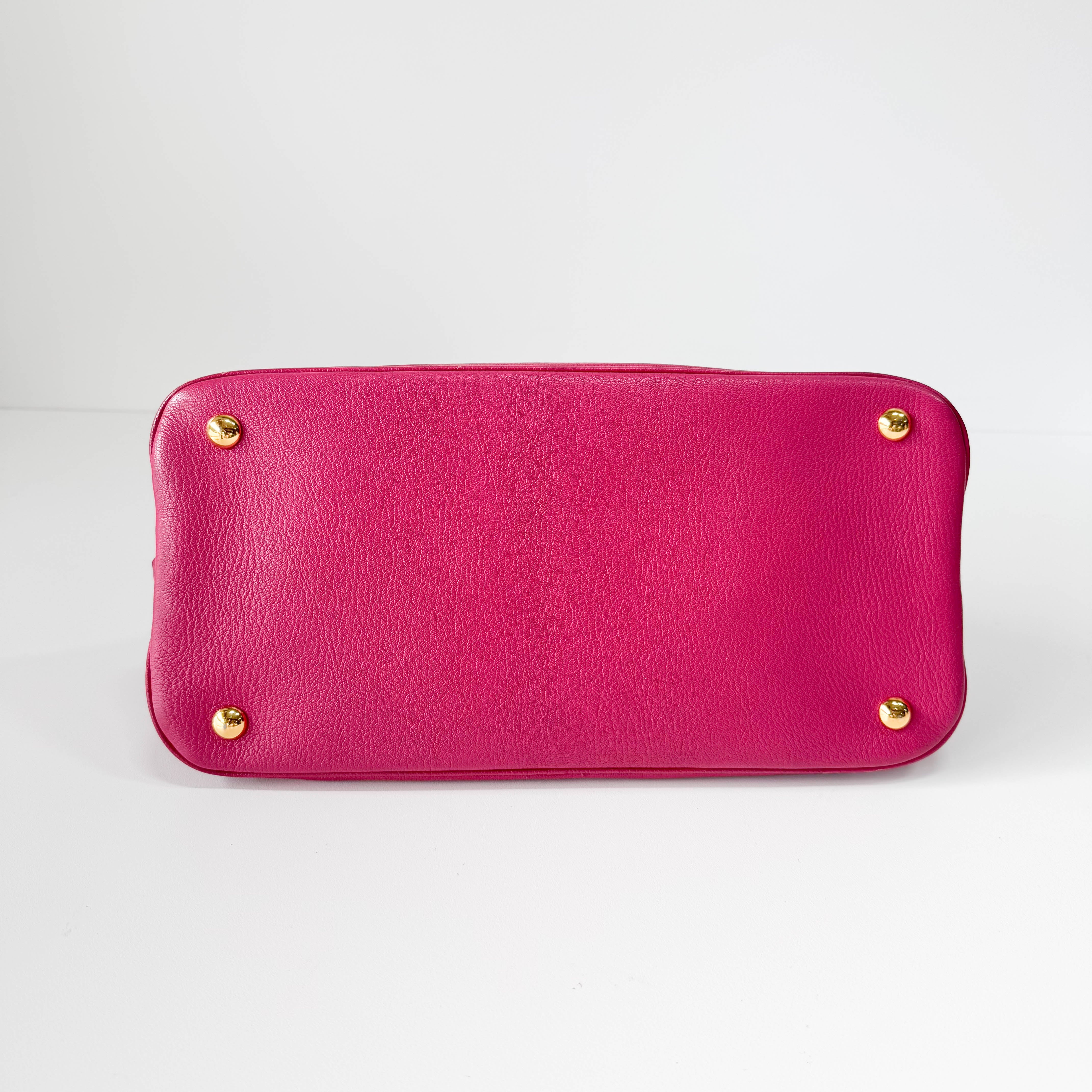 Pink Leather Bowling Bag