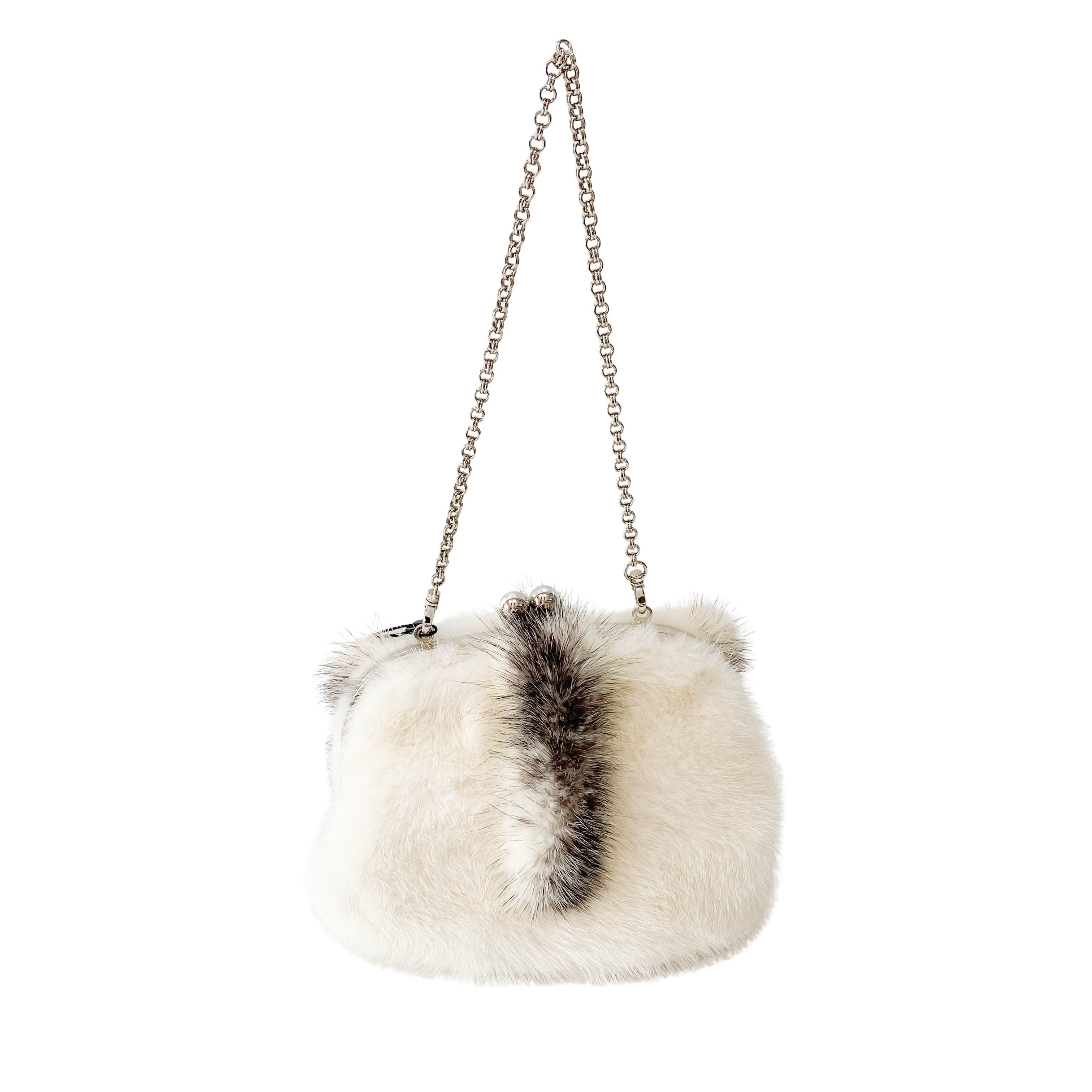 White Fur Chain Shoulder Bag
