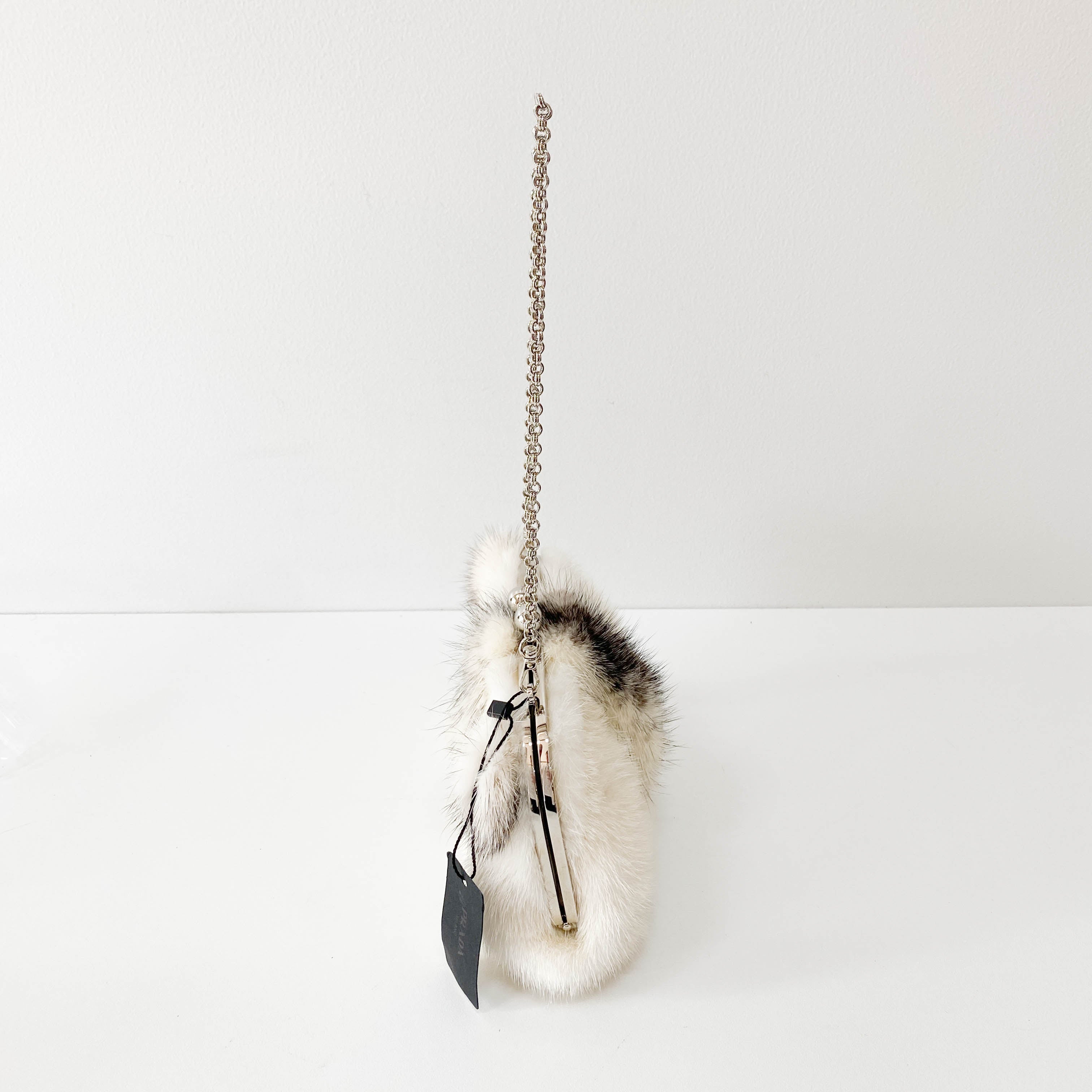 White Fur Chain Shoulder Bag