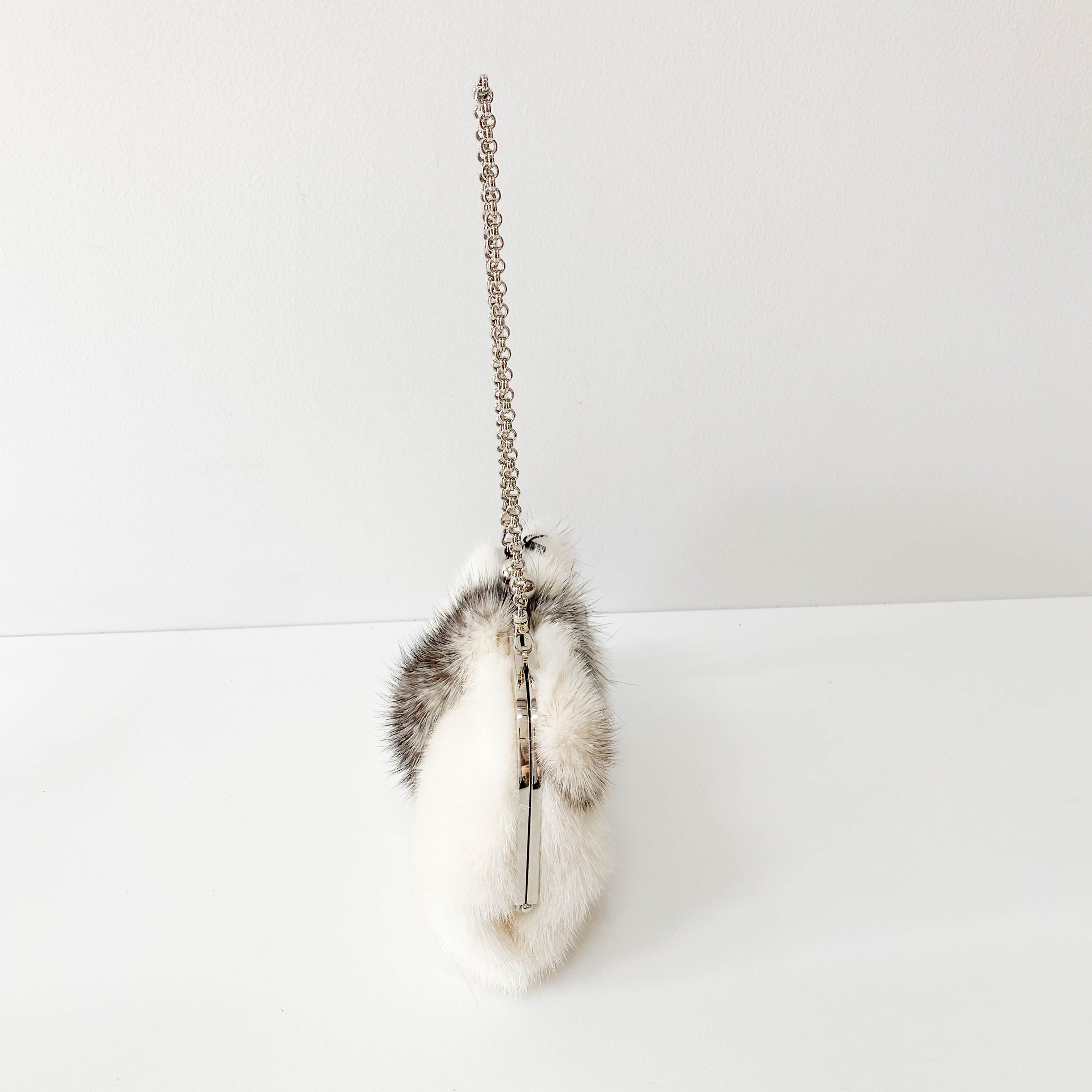 White Fur Chain Shoulder Bag