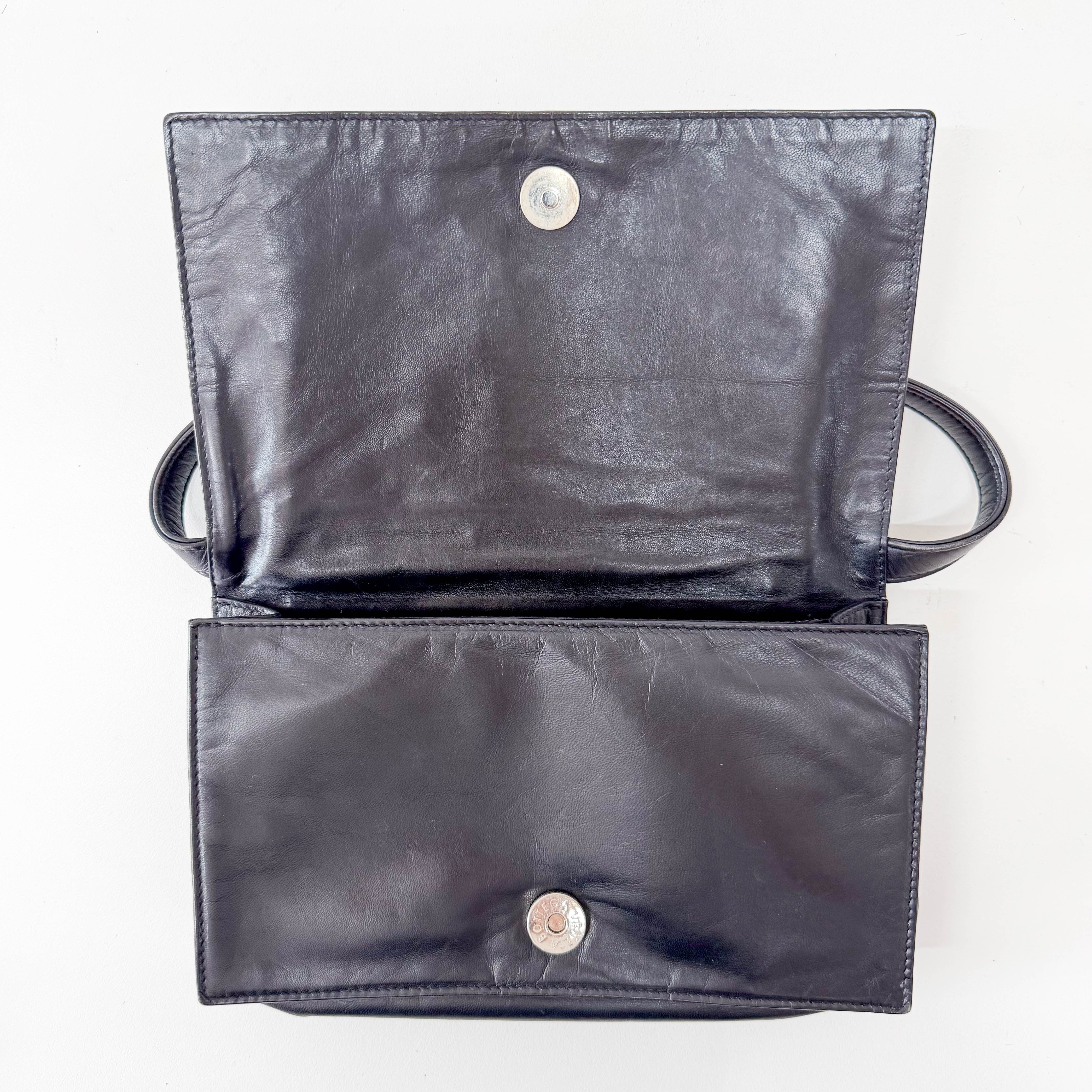 Vintage Cassette Square Mother of Pearl Embellished Black Leather Shoulder Bag