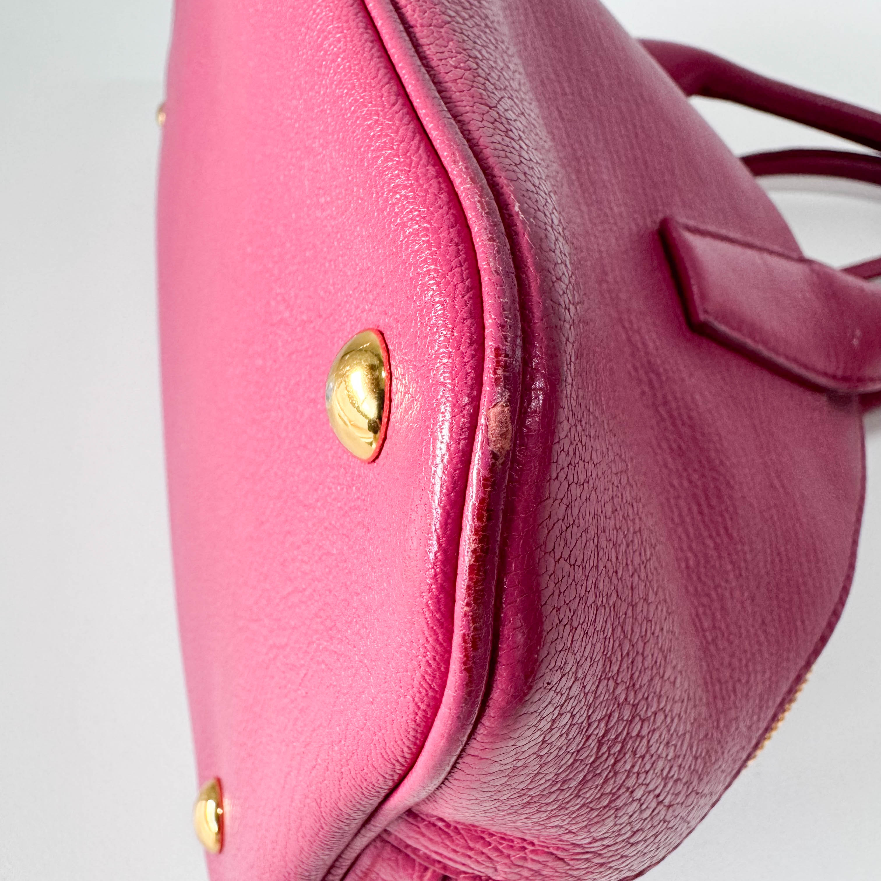 Pink Leather Bowling Bag