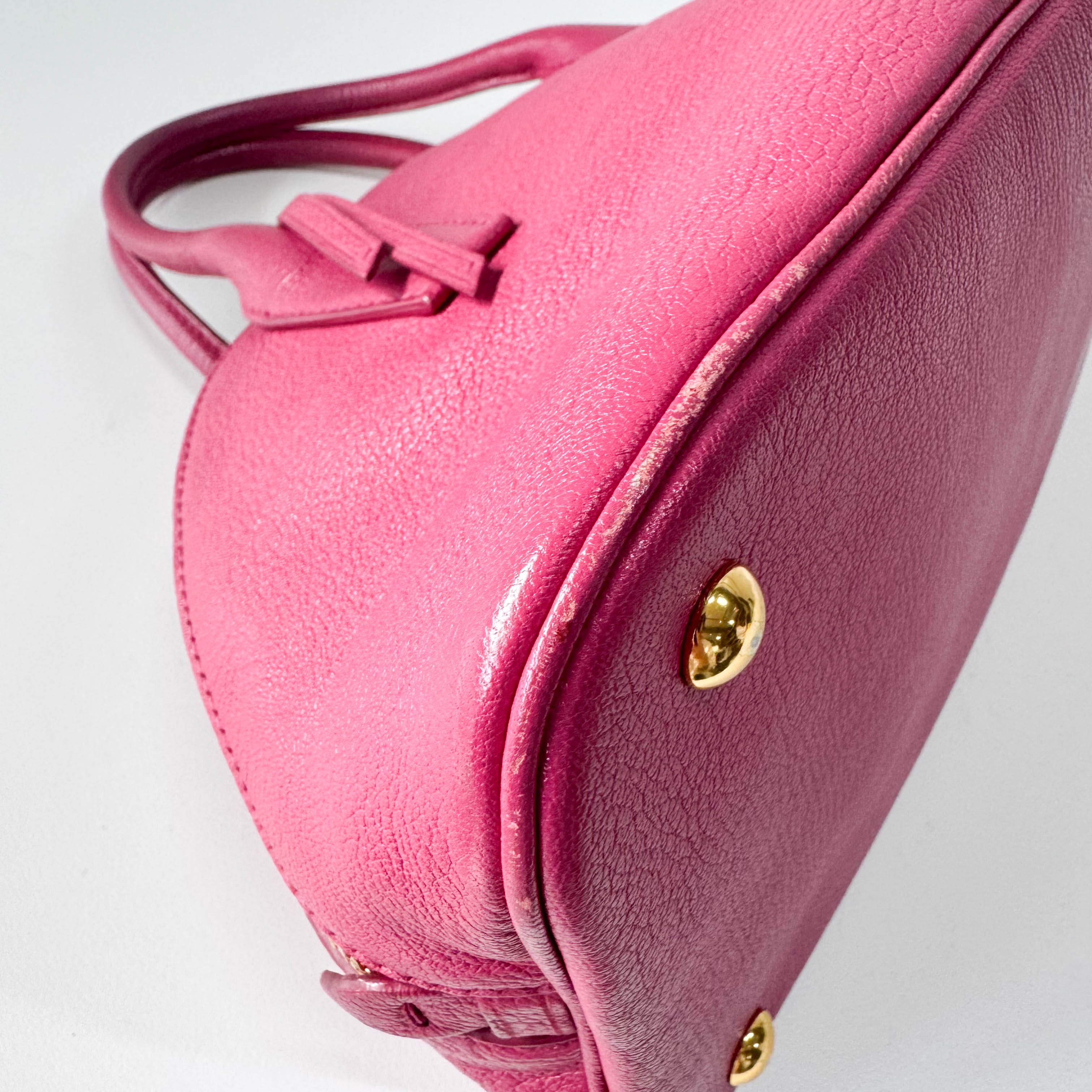 Pink Leather Bowling Bag