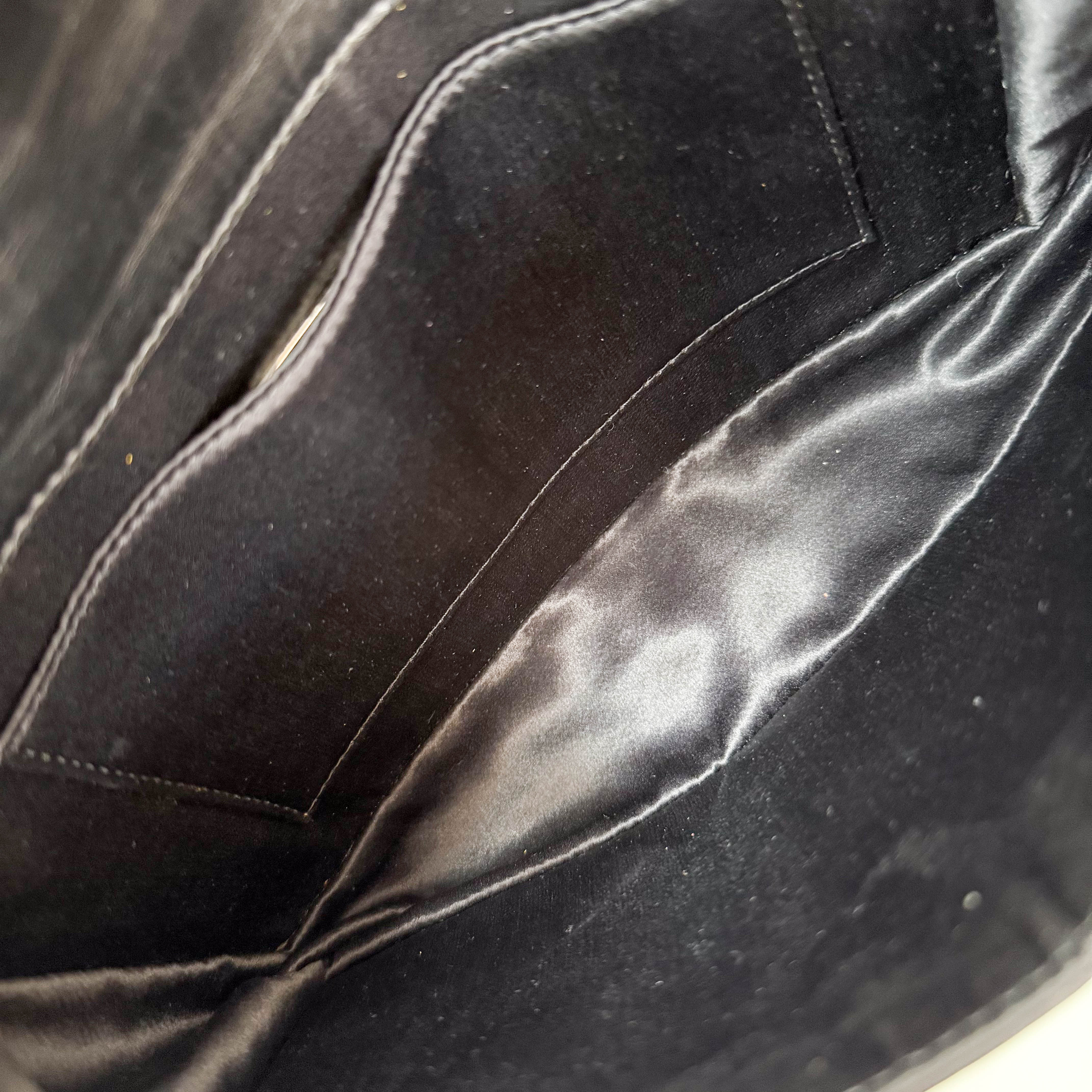 Vintage Cassette Square Mother of Pearl Embellished Black Leather Shoulder Bag