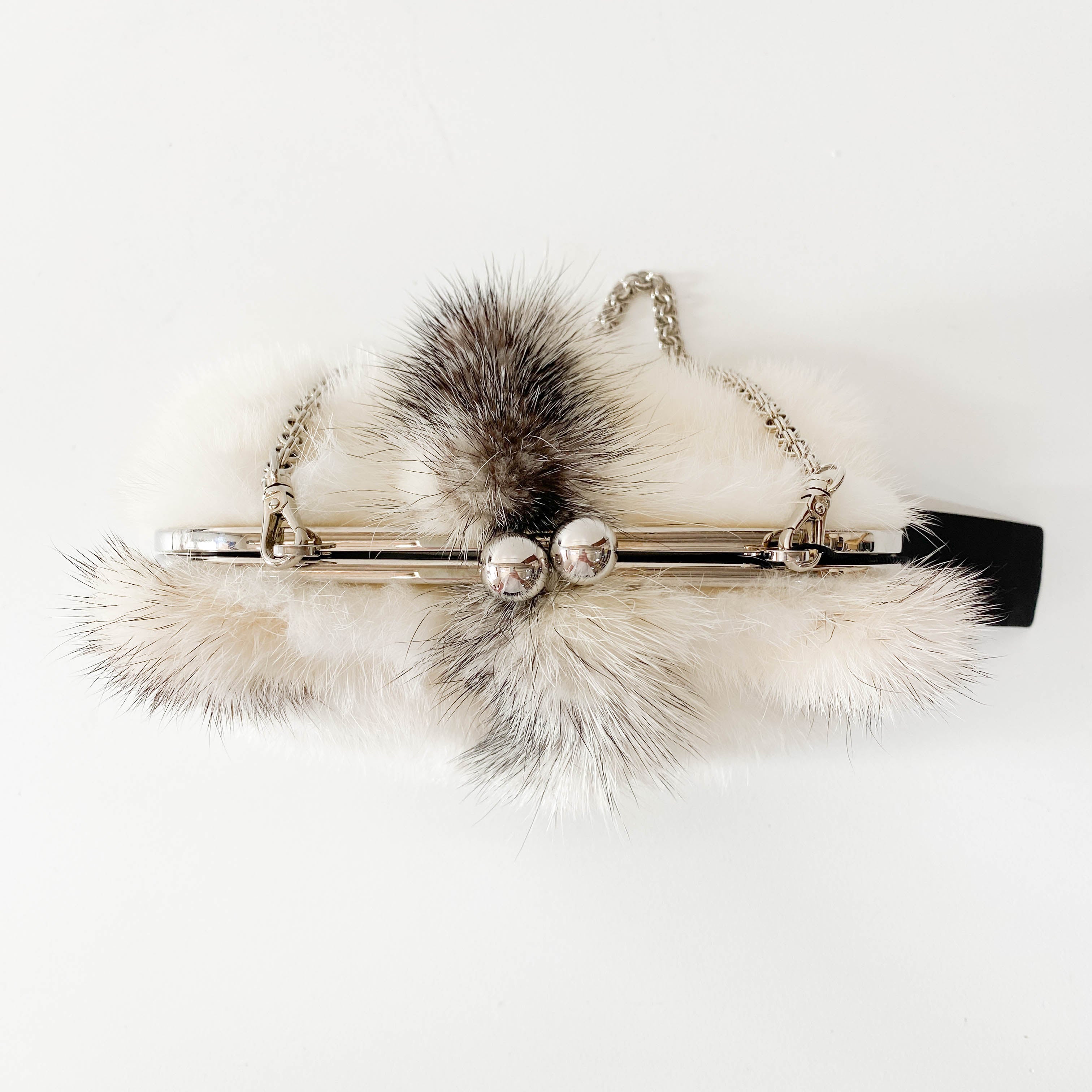 White Fur Chain Shoulder Bag