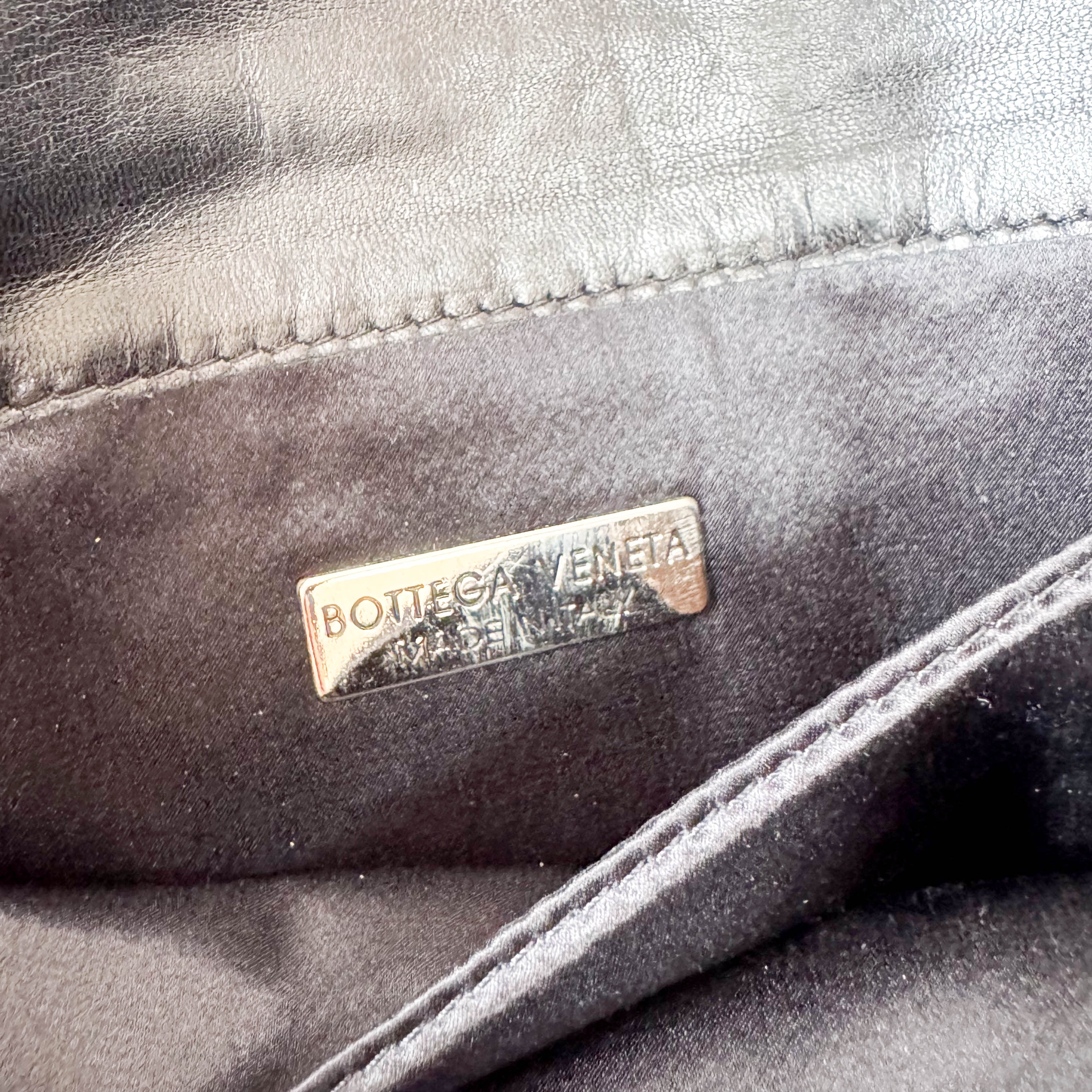 Vintage Cassette Square Mother of Pearl Embellished Black Leather Shoulder Bag