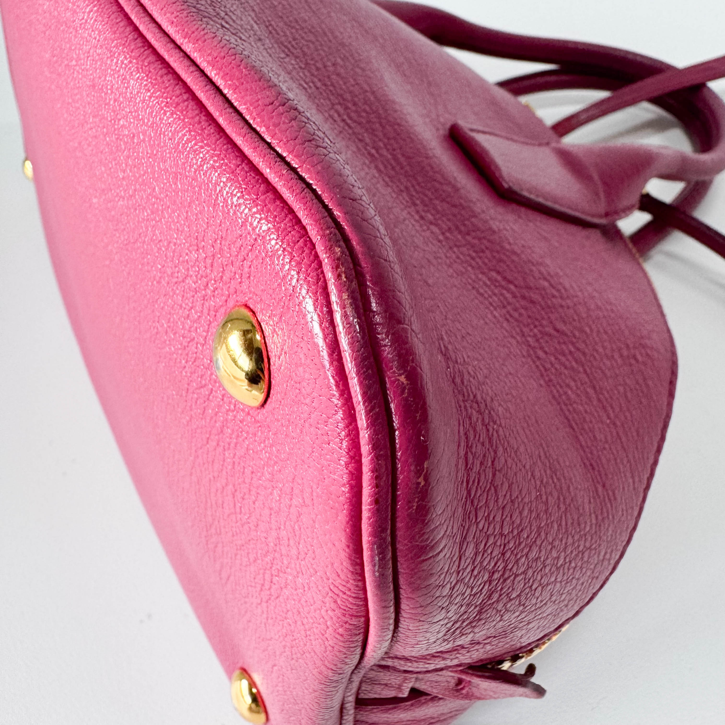 Pink Leather Bowling Bag