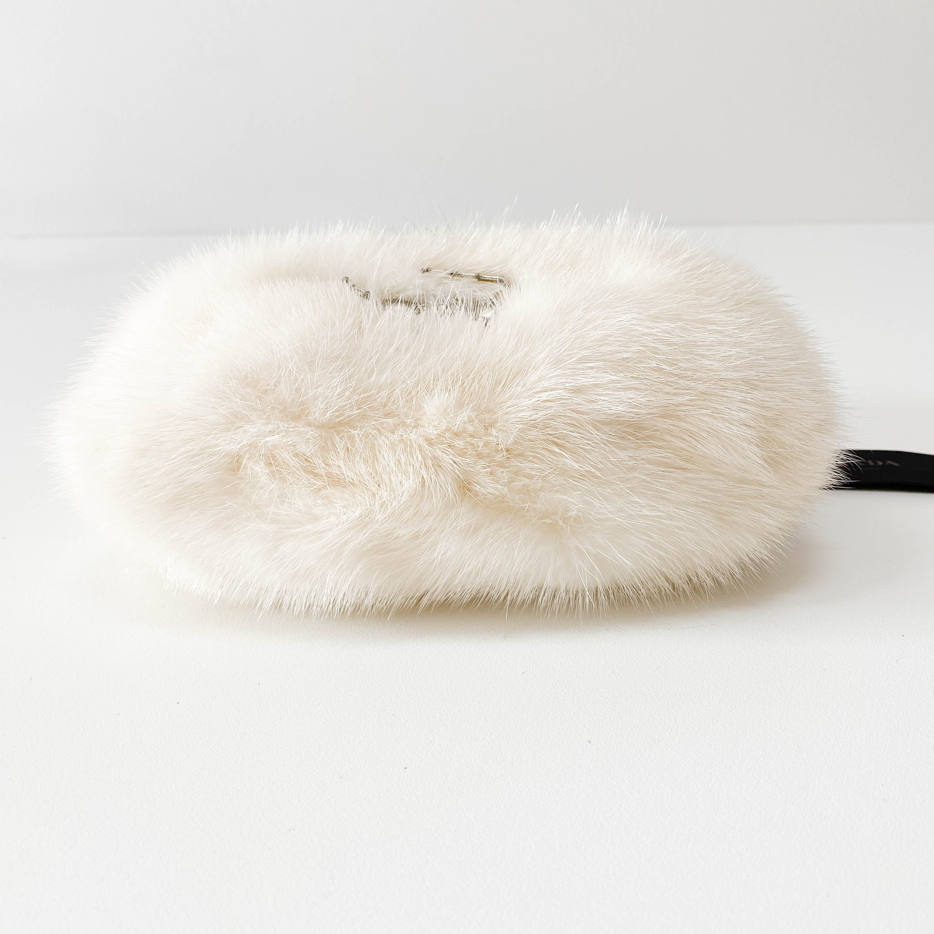 White Fur Chain Shoulder Bag