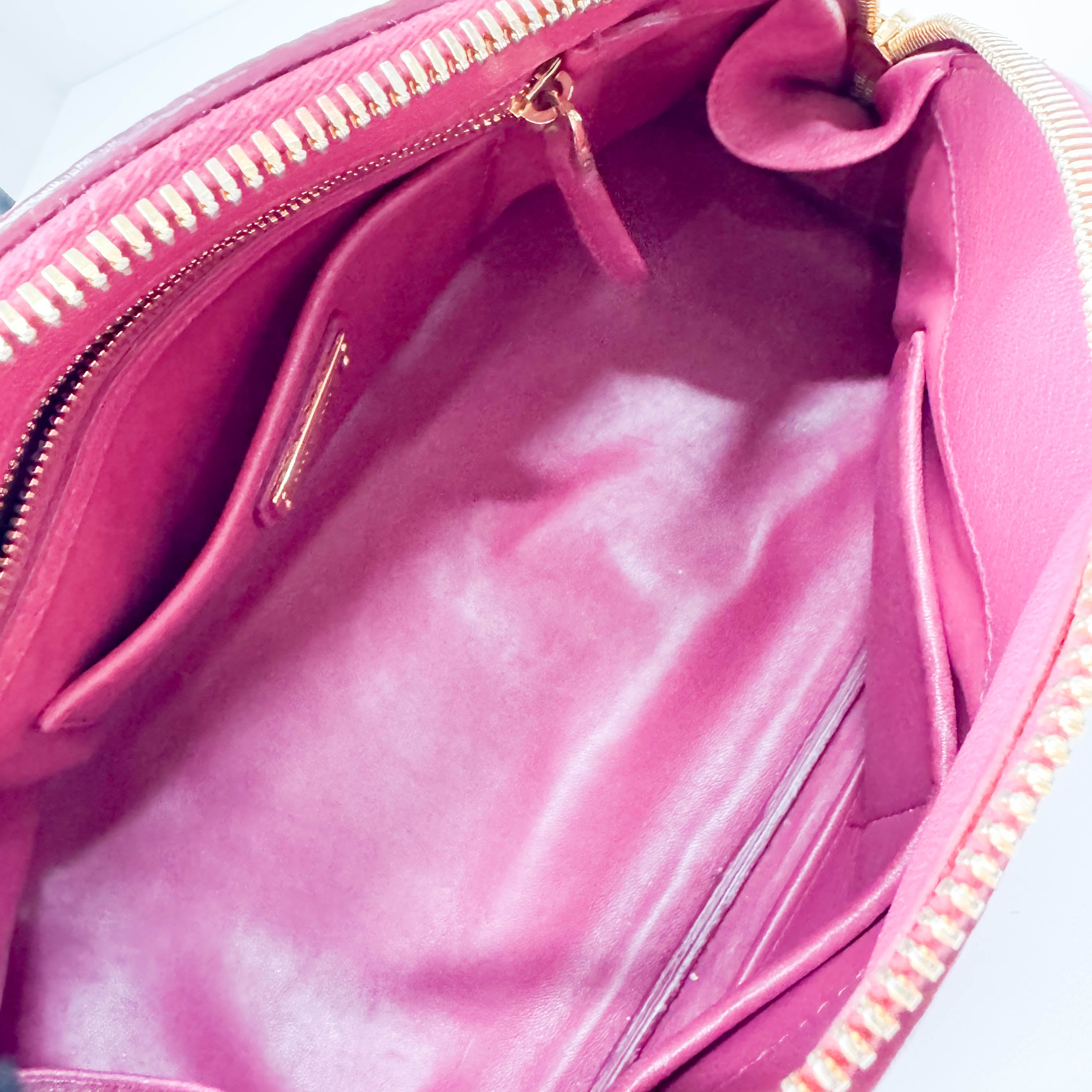 Pink Leather Bowling Bag