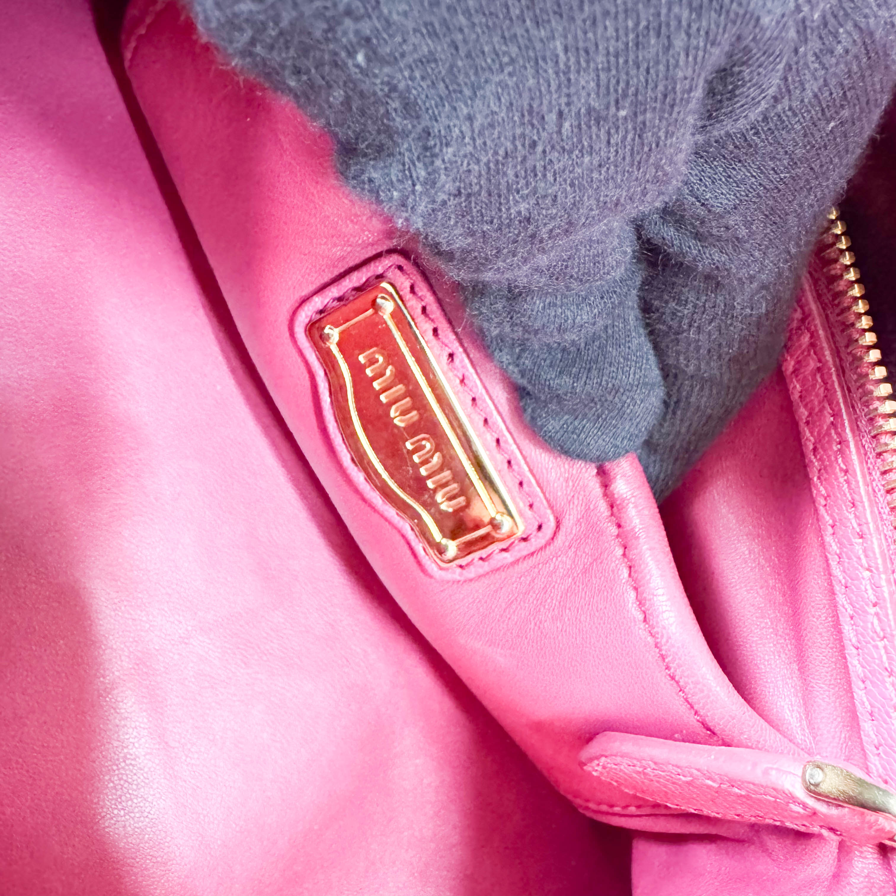 Pink Leather Bowling Bag
