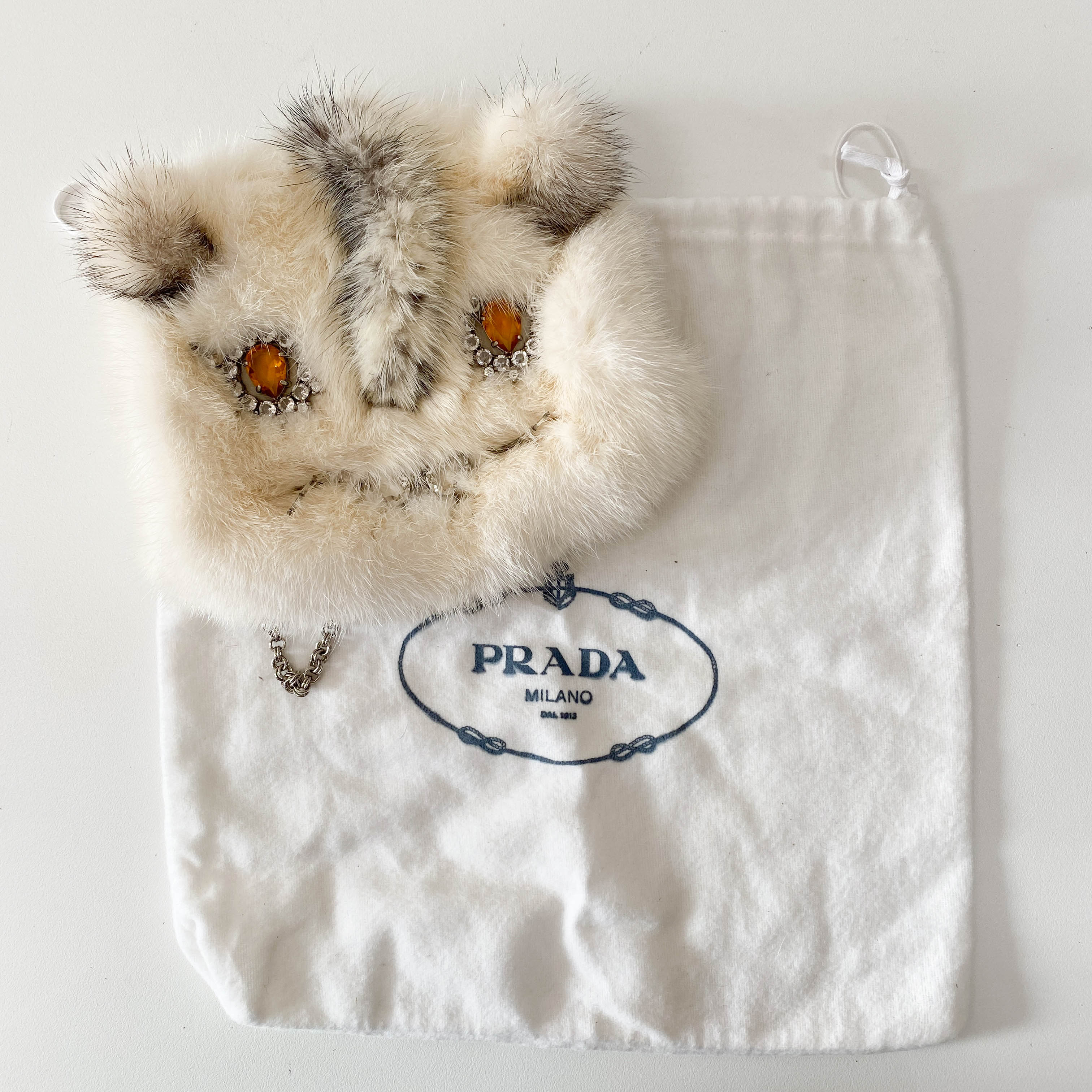 White Fur Chain Shoulder Bag