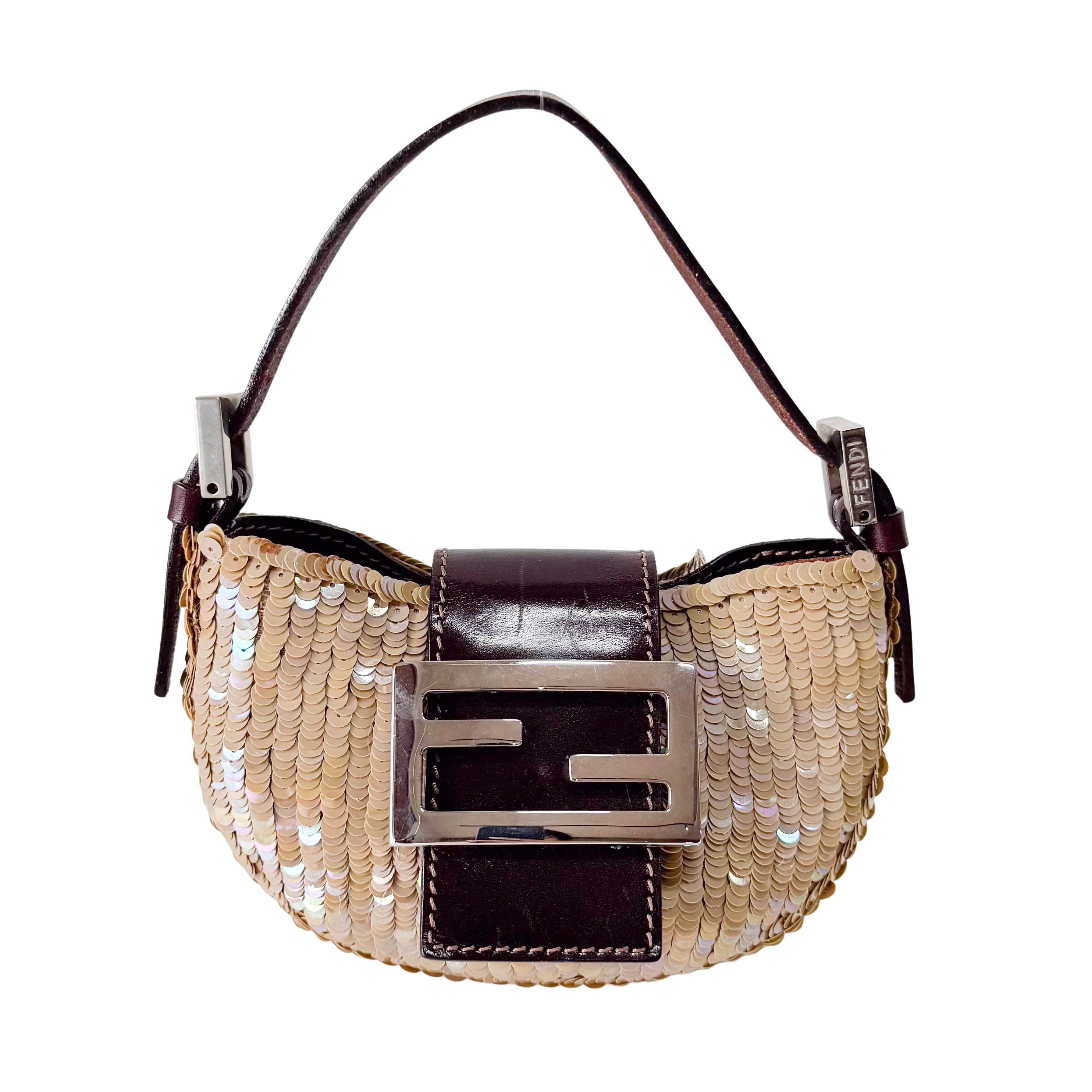 Sparkle Gold Sequin Mini Croissant Bag